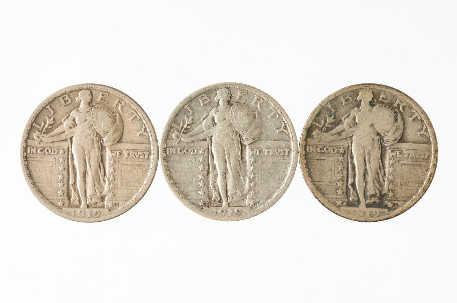 Standing Liberty Quarters 1919 1919-D 1919-S (1 of 2)