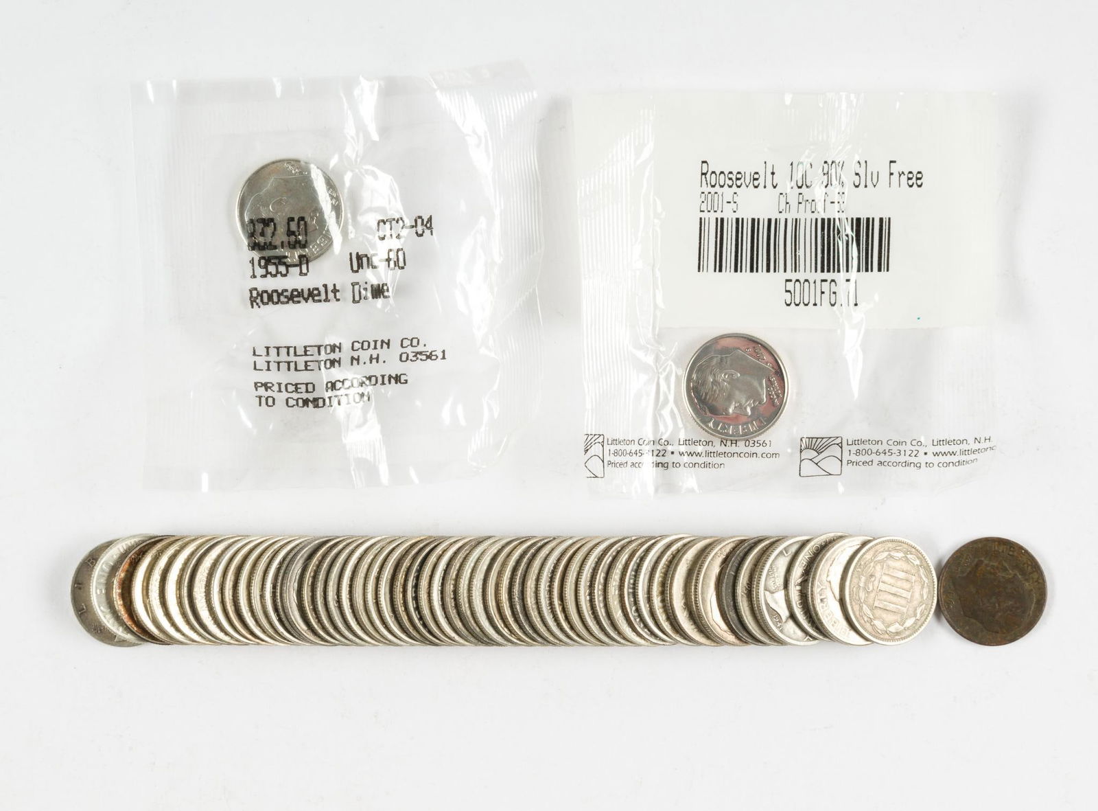 57 Silver Dimes Mercury and Roosevelt (1 of 1)