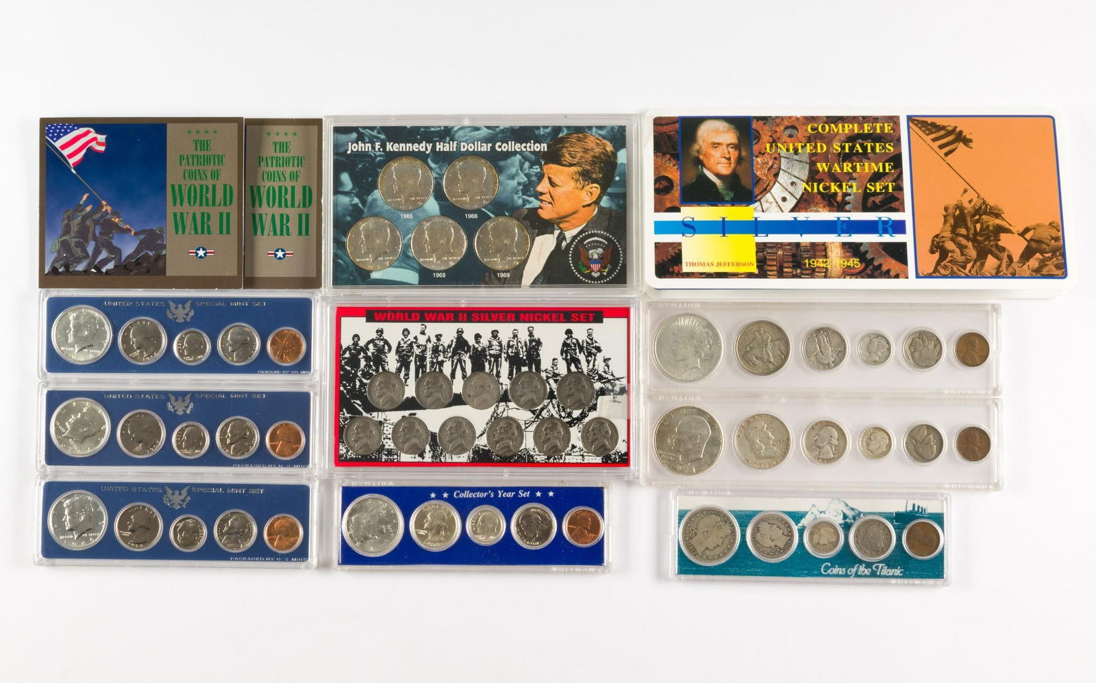 Sliver US coin Sets Barber Half Peace Dollar Standing Liberty Quarter Wartime Nickels (1 of 4)