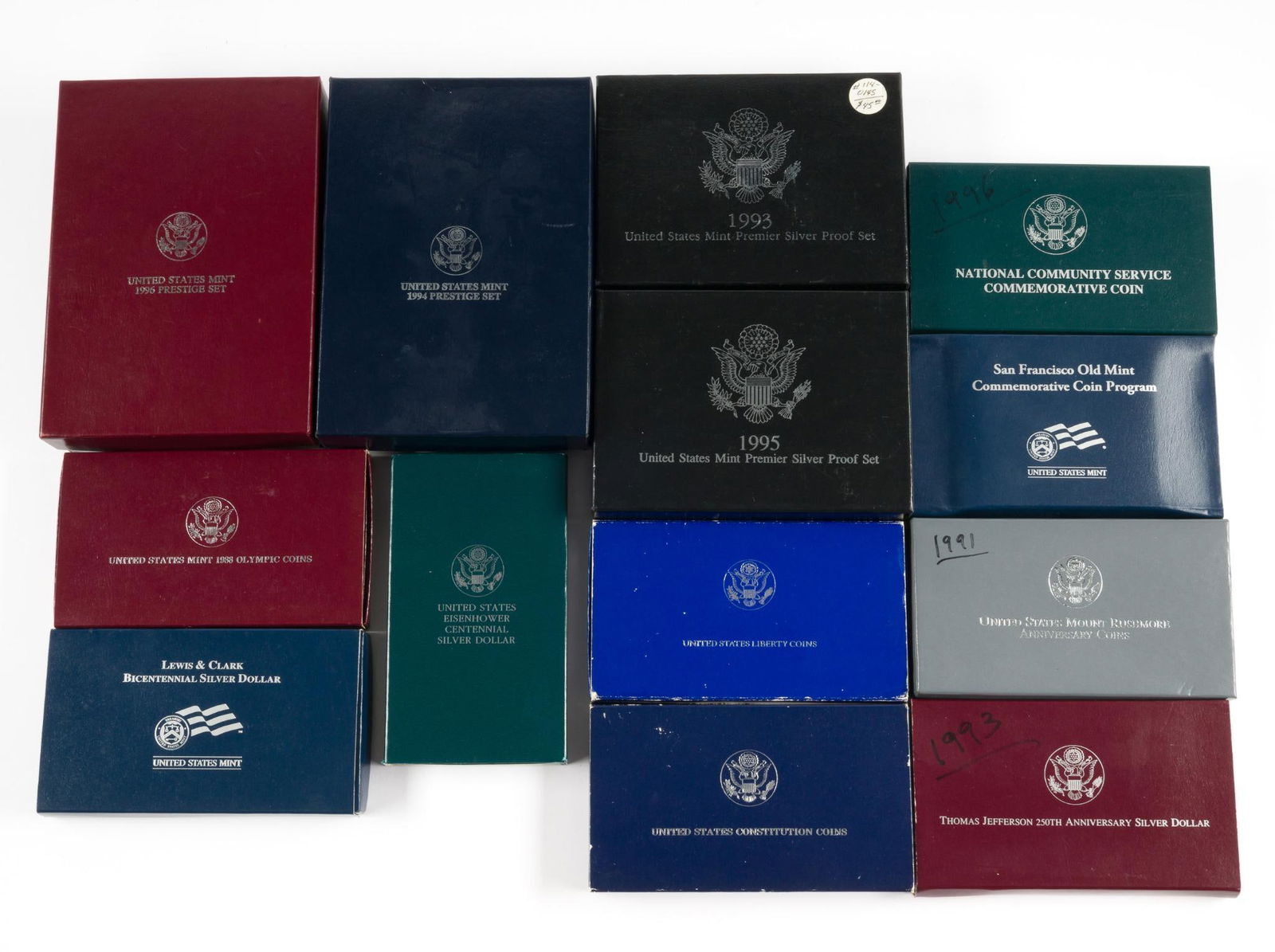 13 Commemorative U.S. Mint Coin Sets. Silver Dollars Halves Quarters Dimes (1 of 14)