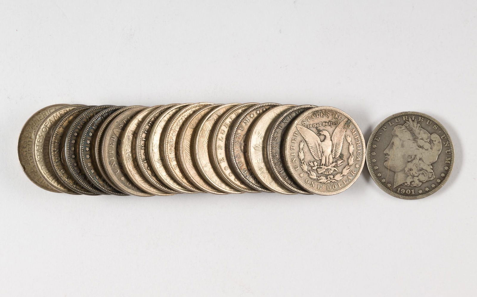 (12) Morgan Silver  Dollars and (7) Peace Dollars (1 of 1)