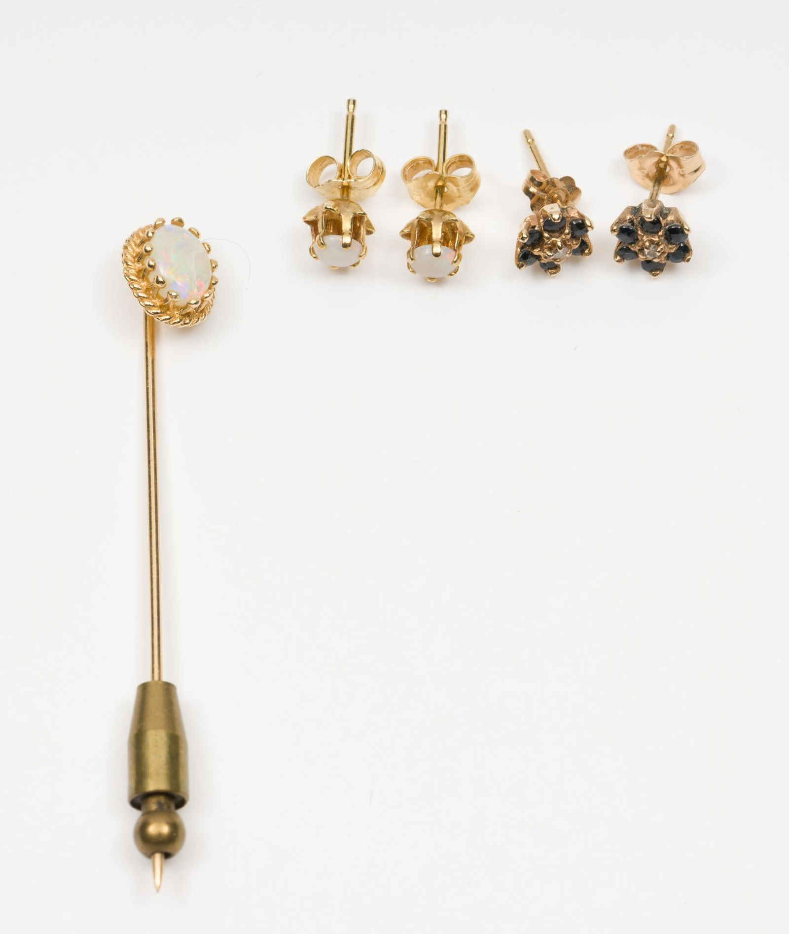 14K Gold Stick Pin and Earrings (1 of 9)