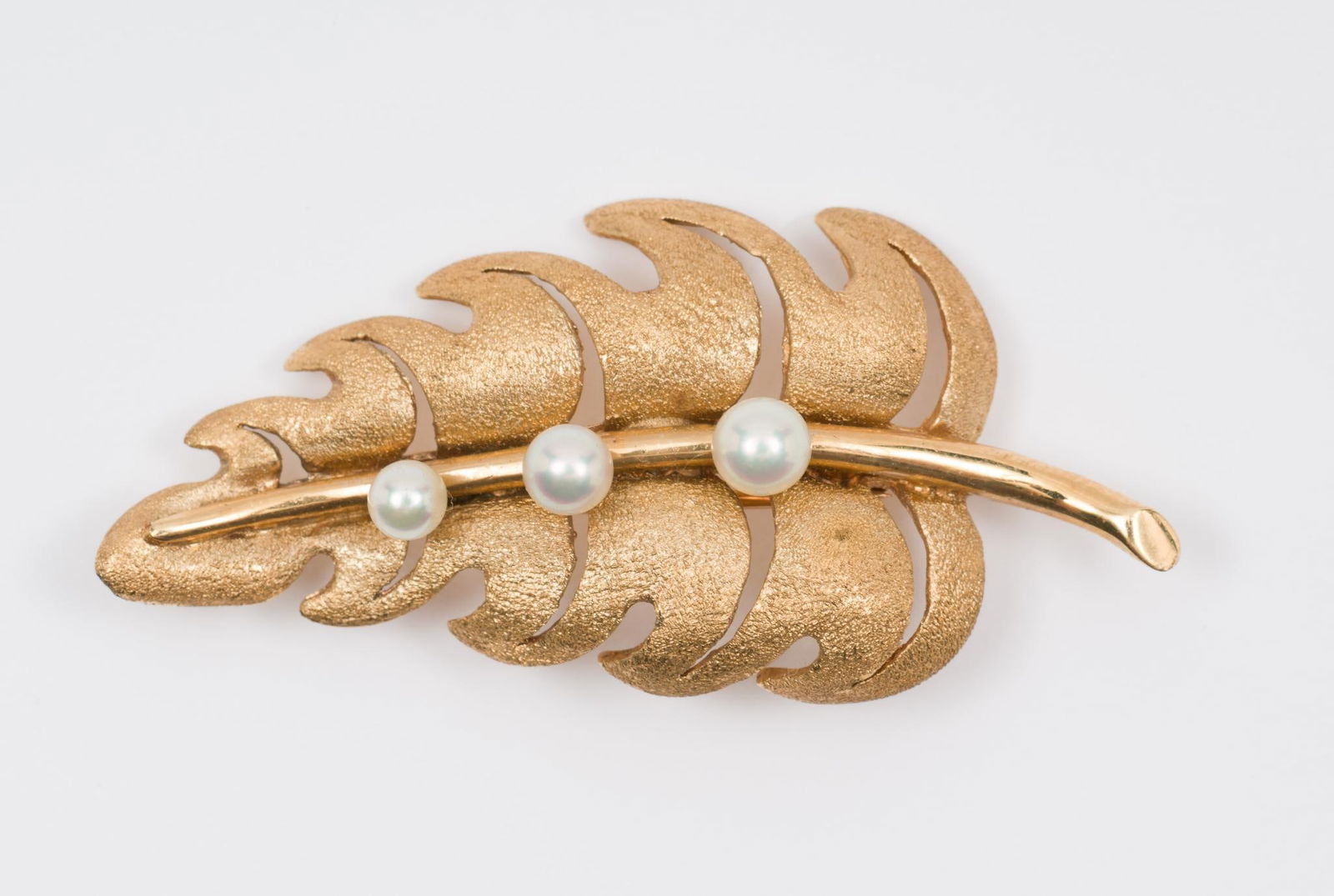 14K Gold and Pearl Leaf Pin (1 of 2)