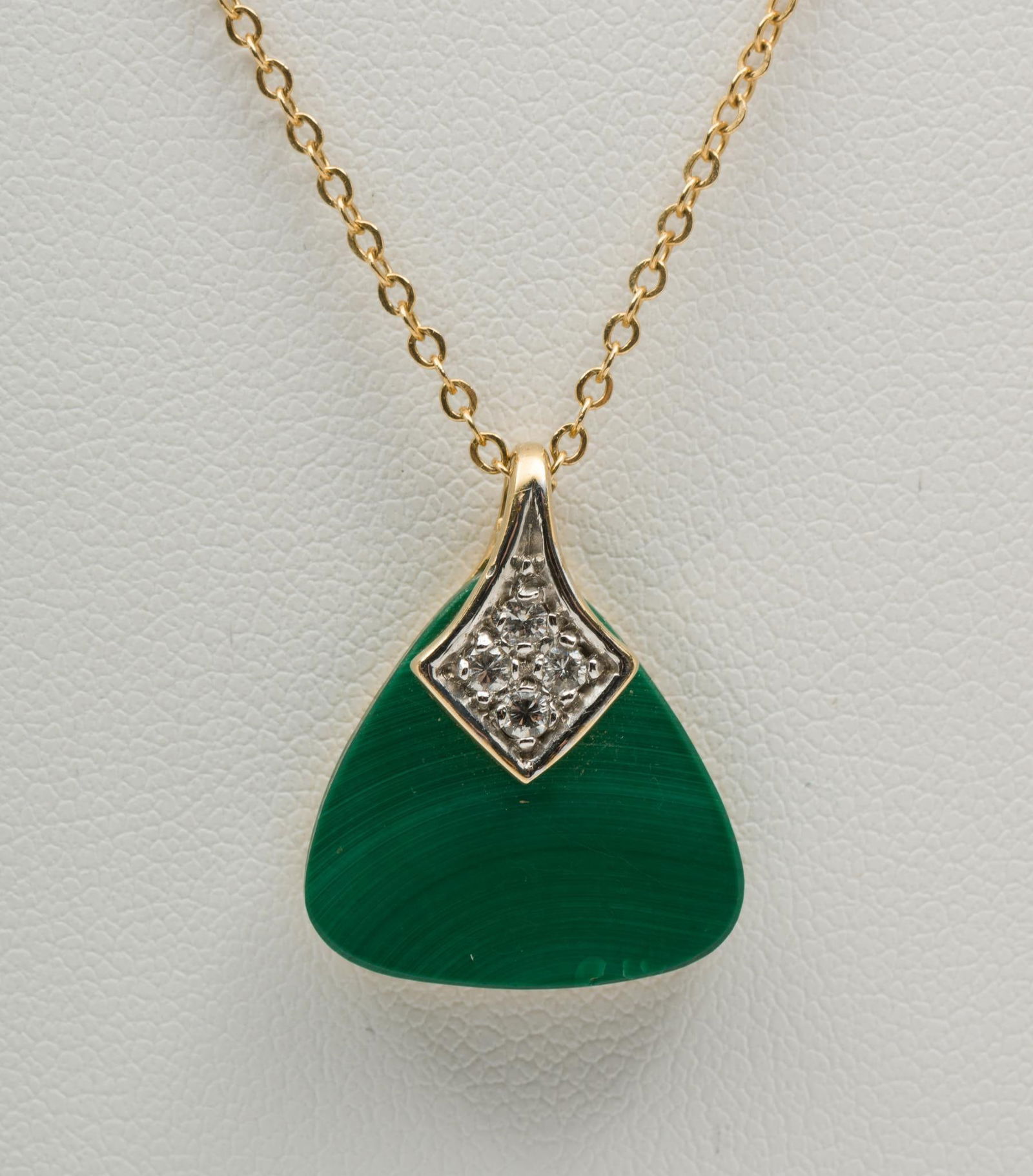 14K Gold Malachite and Diamond Pendant Necklaces (1 of 4)