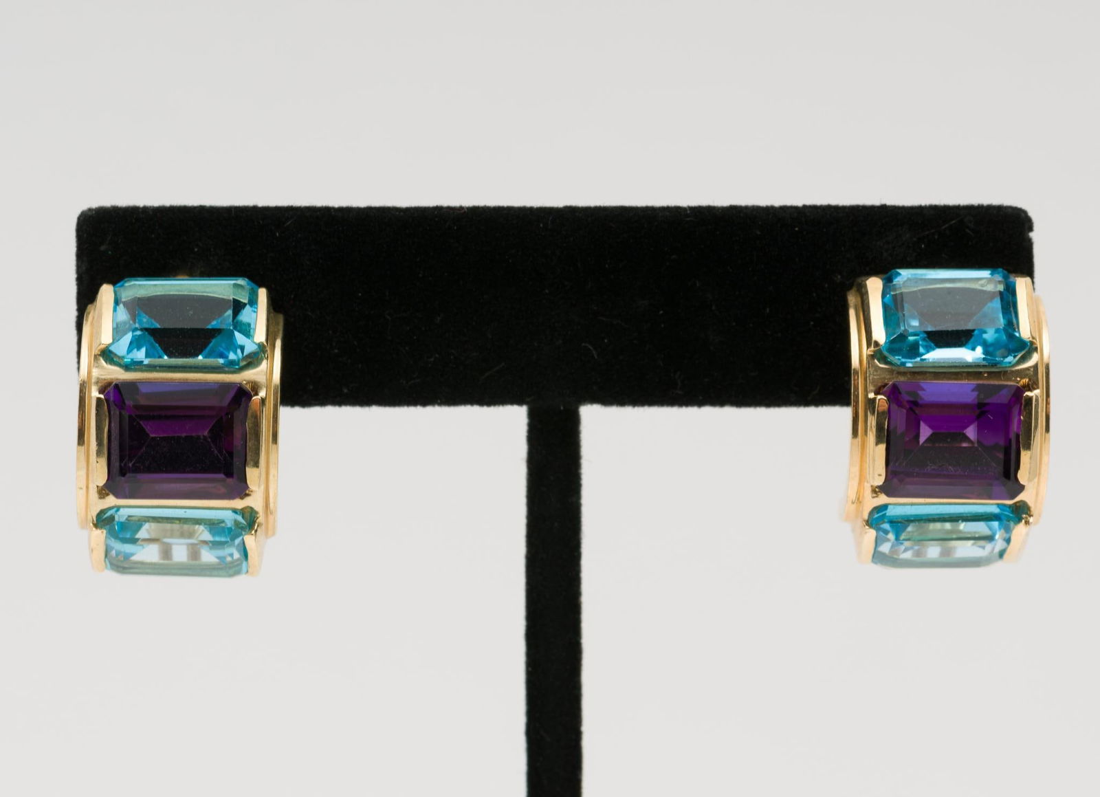 14K Gold Amethyst and Blue Topaz Earrings (1 of 2)