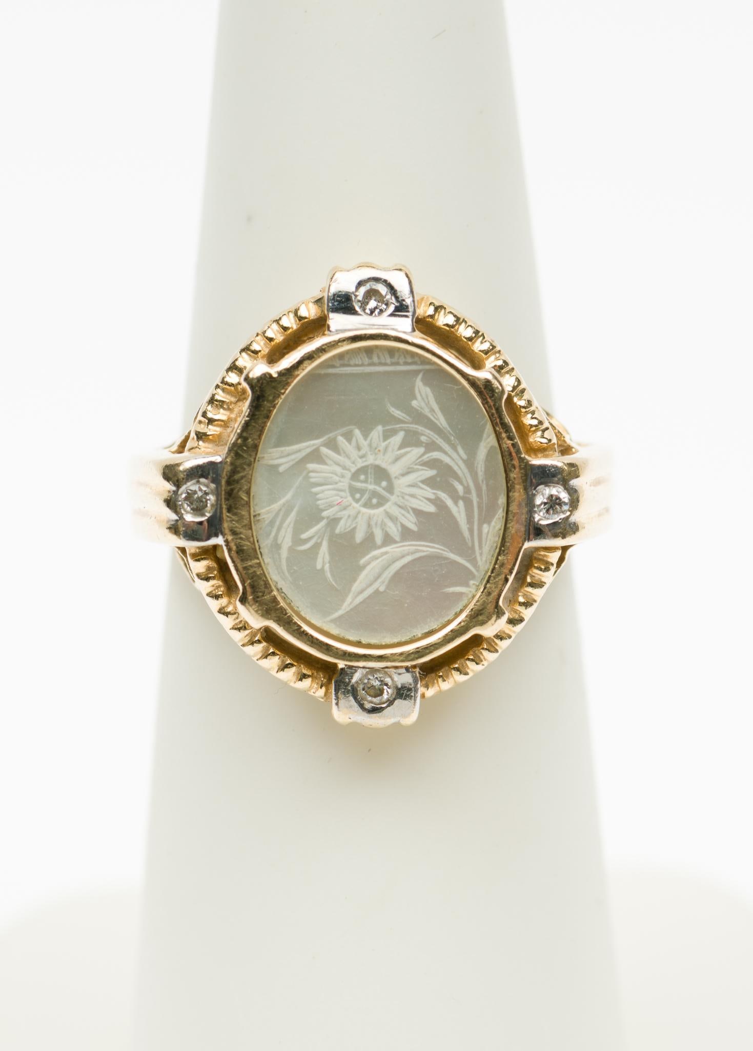 14K Gold, Diamond & MOP Gaming Token Ring (1 of 4)