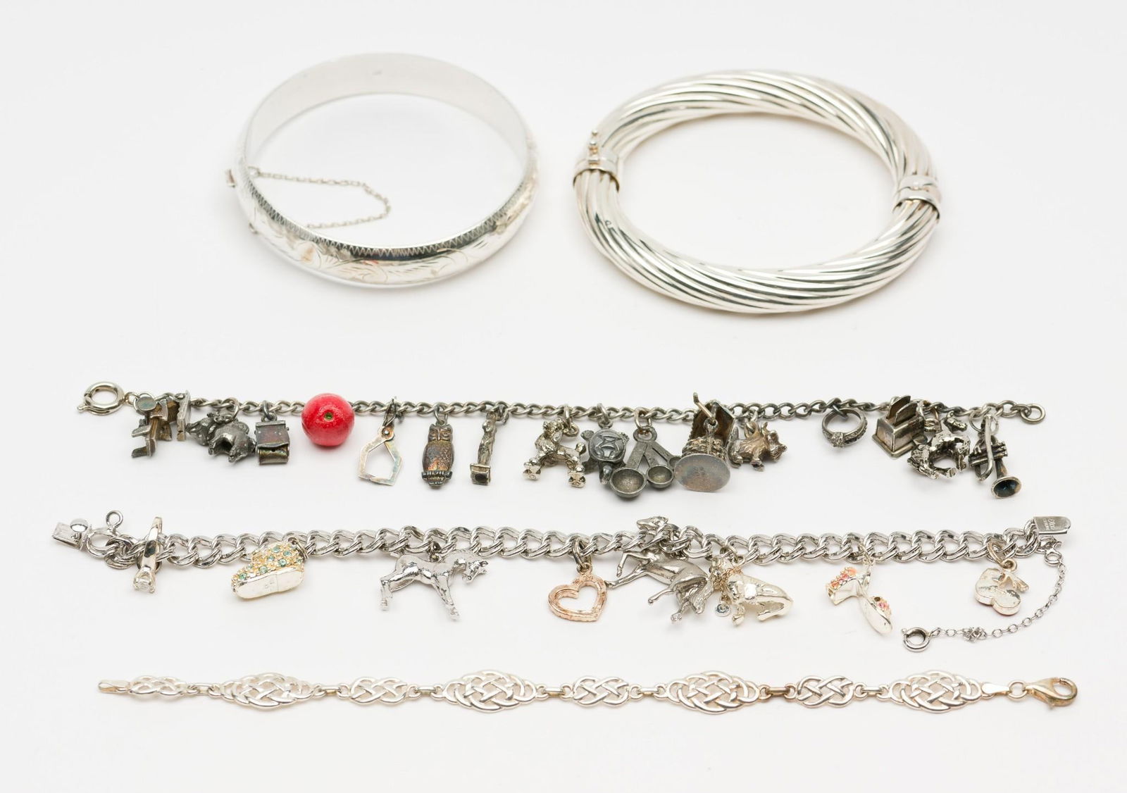 5 Sterling Bracelets incl Bangle & Charm (1 of 6)