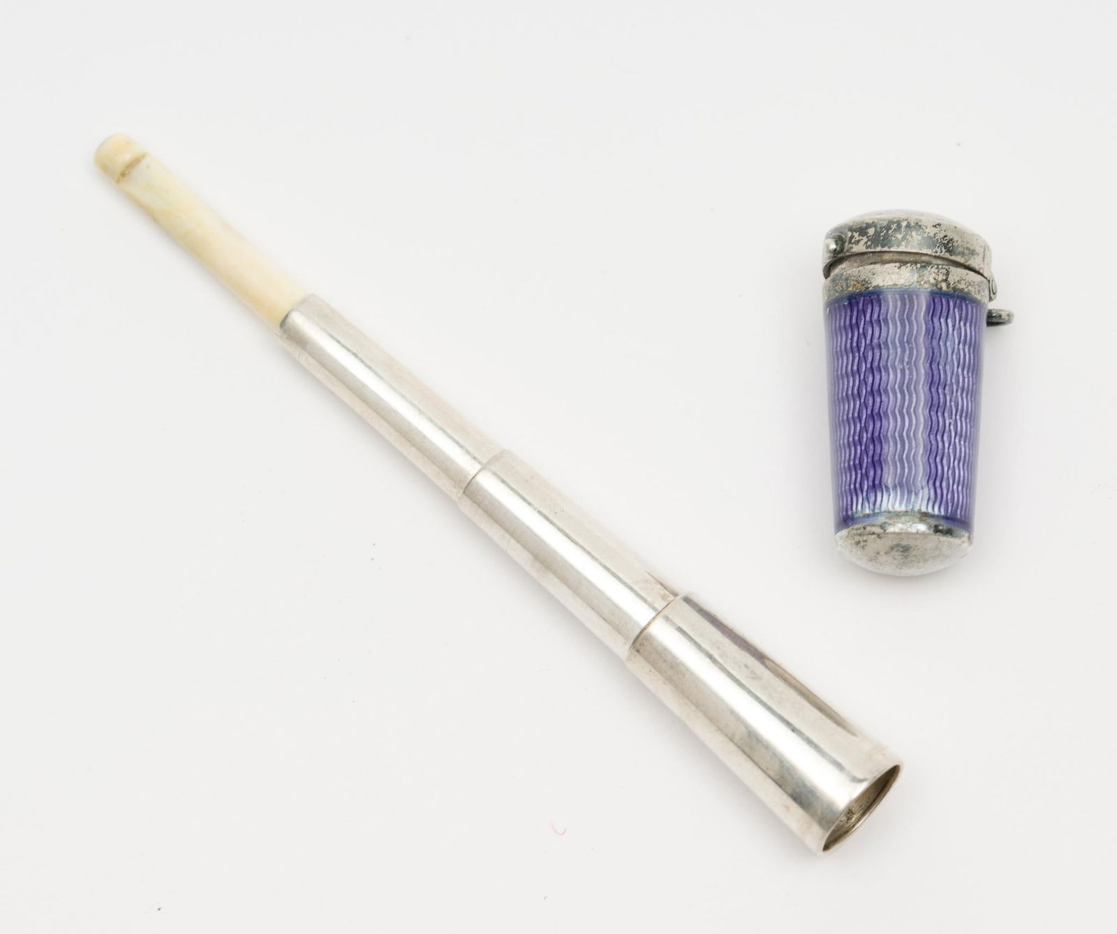 Art Deco Purple Guilloche Enamel Pedant Cigarette Case (1 of 3)