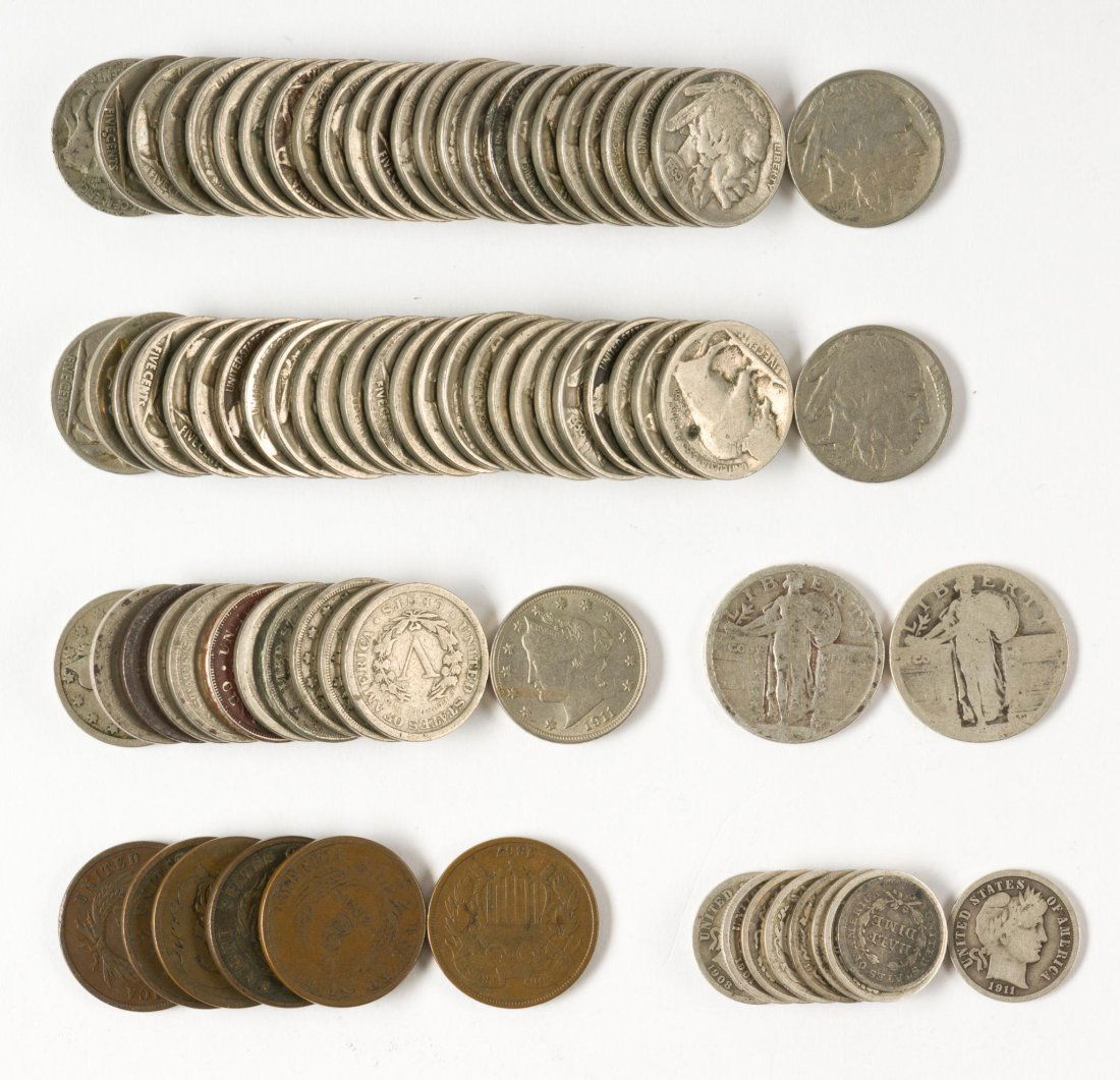 Miscellaneous US Coins V and Buffalo Nickels Silver Dimes and Quarters (1 of 4)