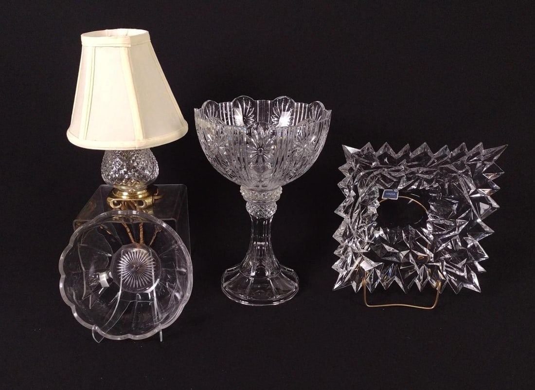 4 Pcs Glassware incl Waterford Lamp and Mikasa Bowl (1 of 9)