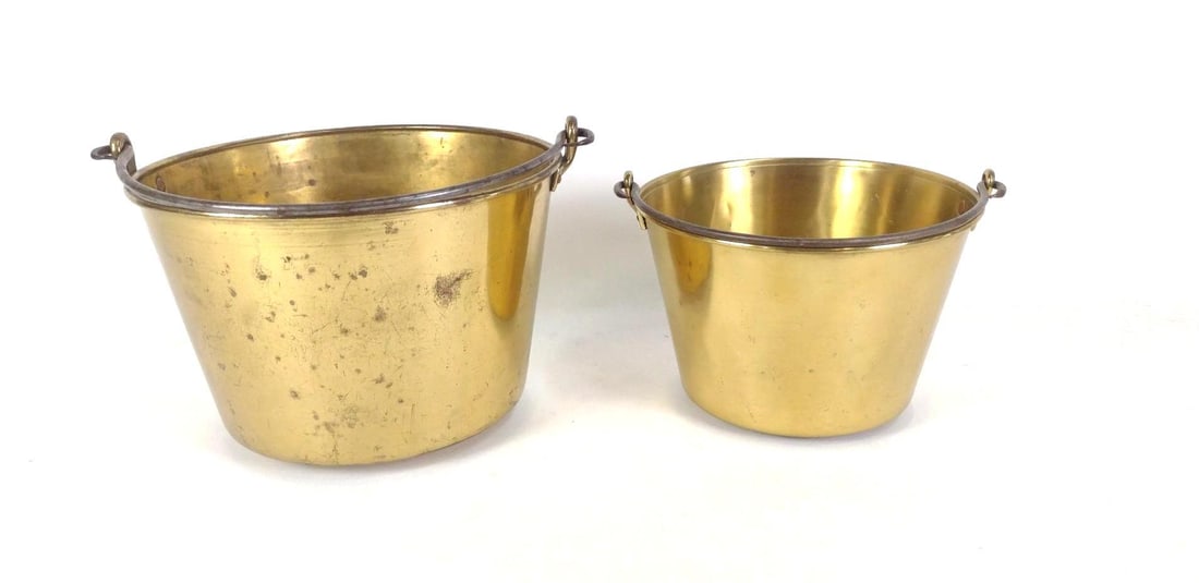 2 Brass Buckets with Wrought Iron Handles (1 of 5)