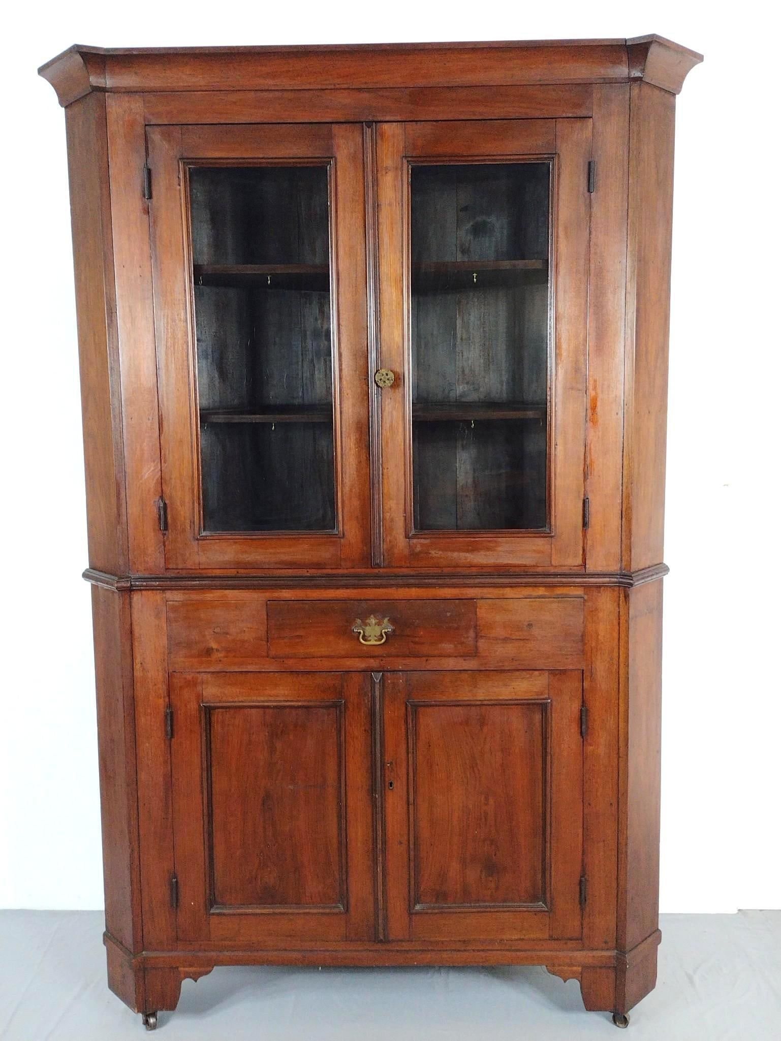 Antique Two Part Corner Cabinet (1 of 7)