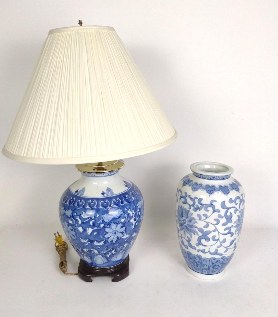2 Blue + White Ceramics Incl Lamp (1 of 6)