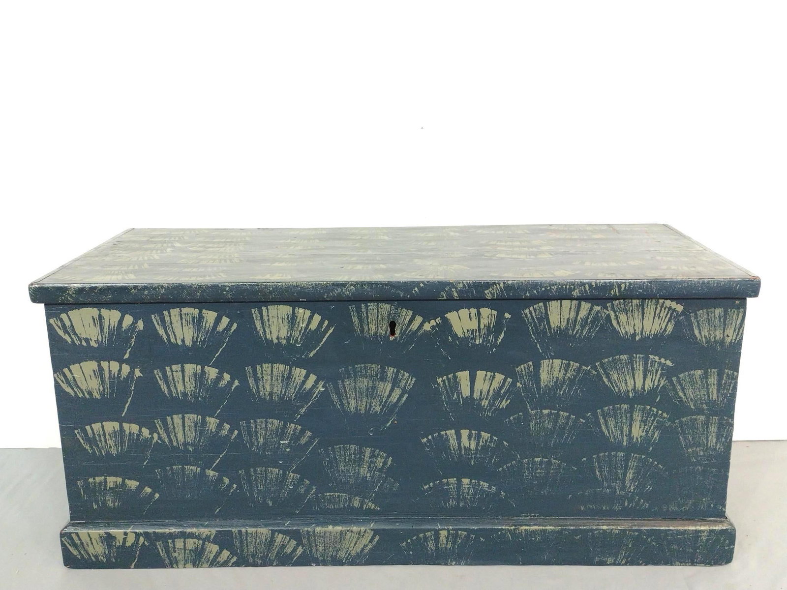 Paint Decorated Blanket Chest: 37" wide X 15-1/2" deep X 17" high. MG.