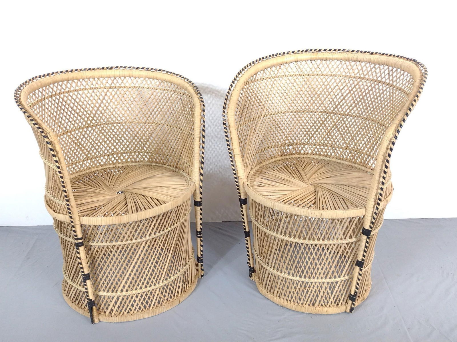 Pair Of Barrel Back Wicker Chairs (1 of 5)