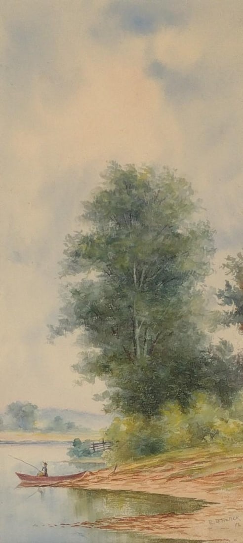 E. B. Black Fishing Scene Painting (1 of 6)