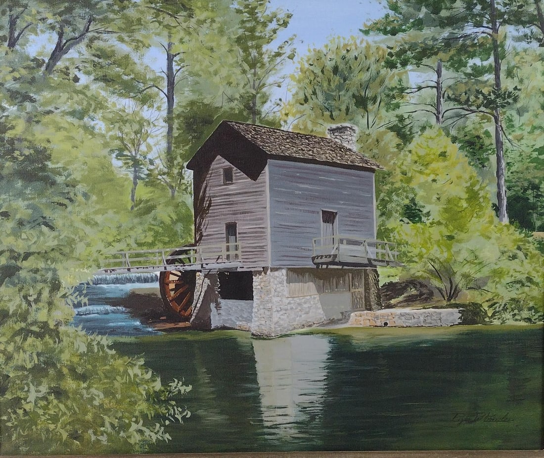 Signed Old Mill Painting (1 of 4)