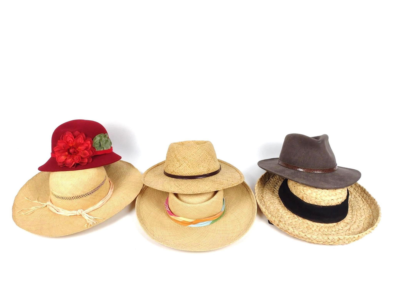 6 Vintage Hats incl Straw and Fashion (1 of 8)