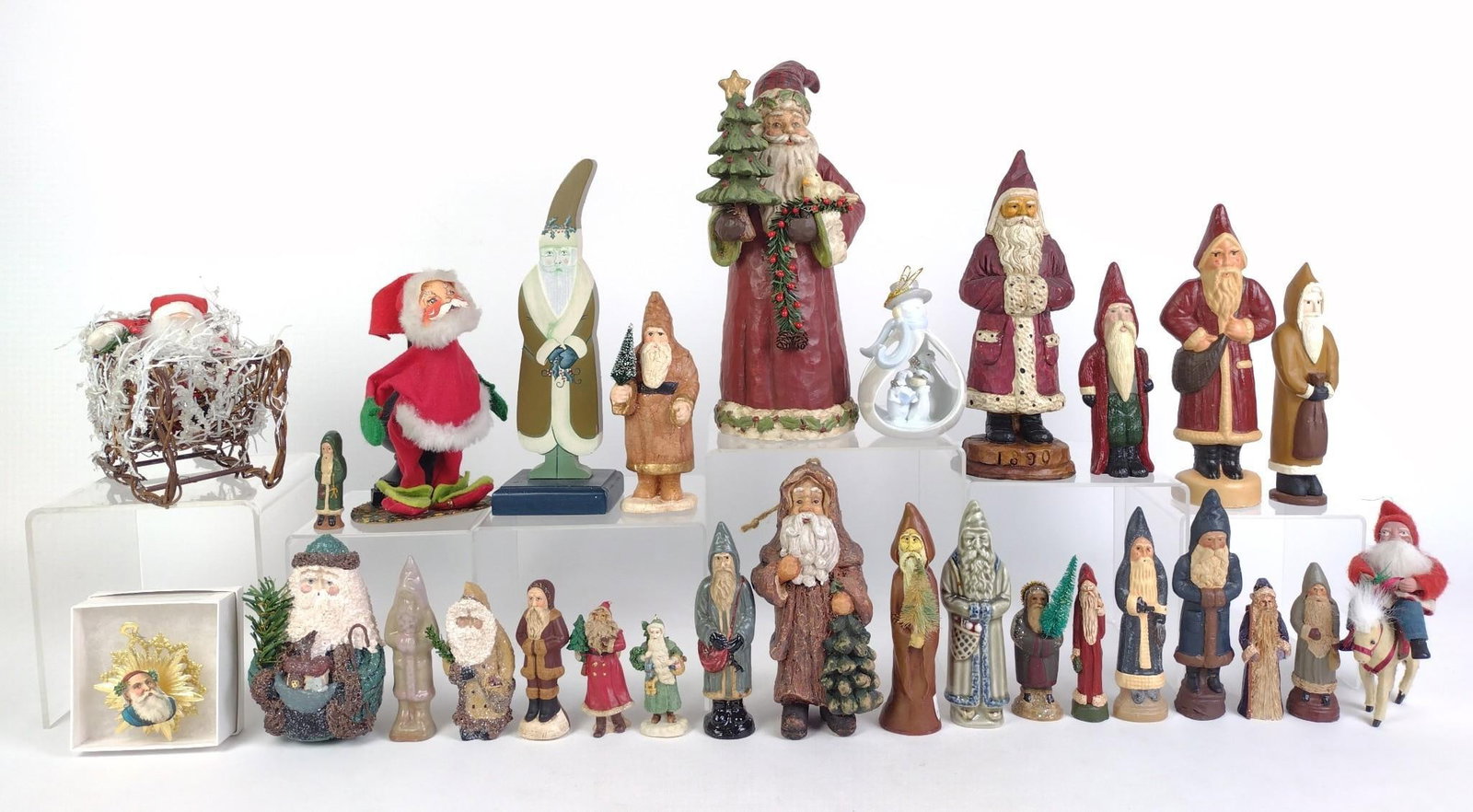 29 Vintage Santa Figurines incl Annalee: 2-3/4" to 11" high.