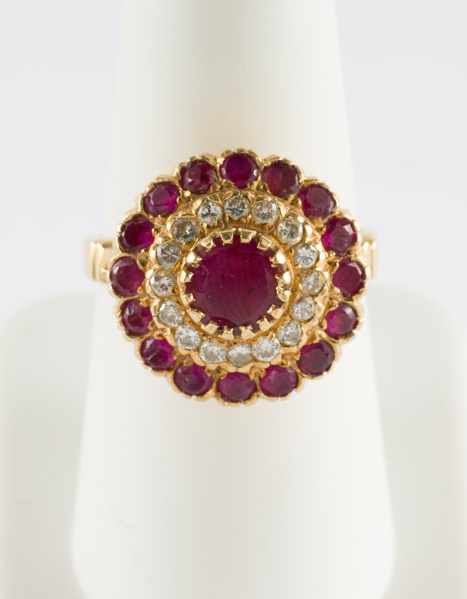 18k Gold Diamond and Ruby Cocktail Ring (1 of 5)