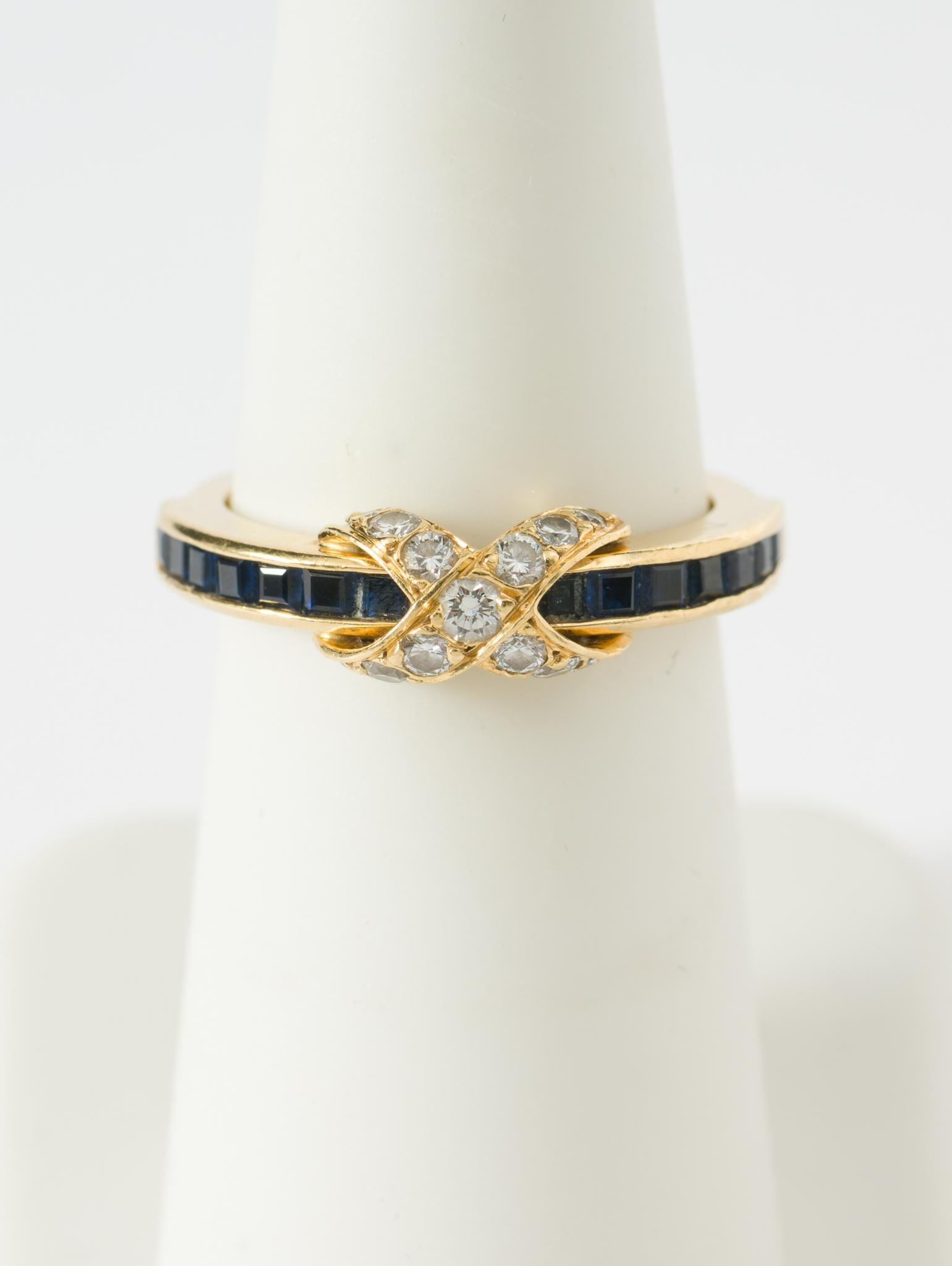 Tiffany & Co. Signature X 18k Gold, Diamond and Sapphire Ring (1 of 4)