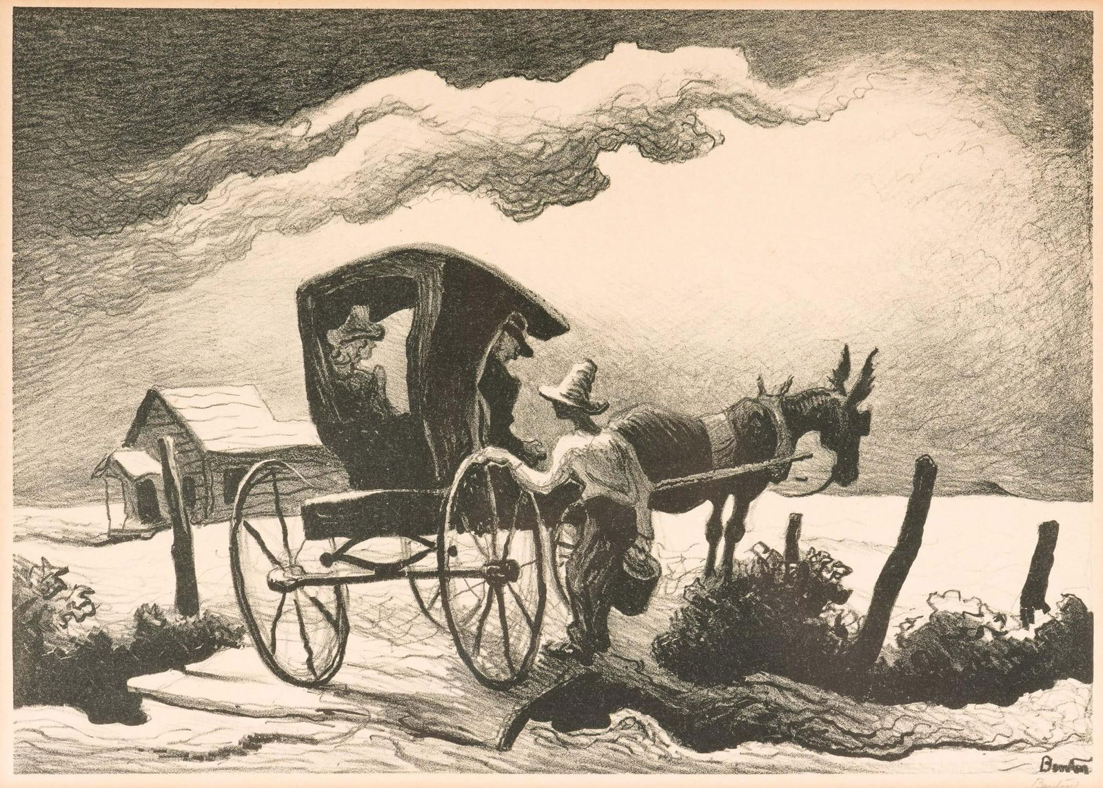 Thomas Hart Benton "Gateside Conversation" Signed Lithograph (1 of 5)