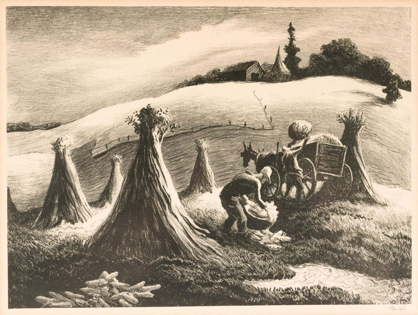 Thomas Hart Benton "Loading Corn" Signed Lithograph (1 of 5)
