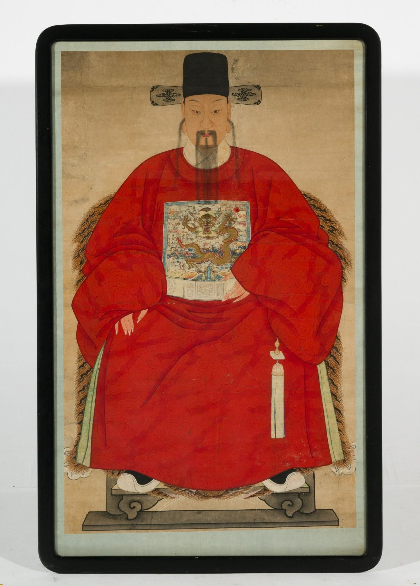 Chinese Ancestor Portrait of General or Court Official Late Ming Dynasty Ink and Color on Silk (1 of 3)