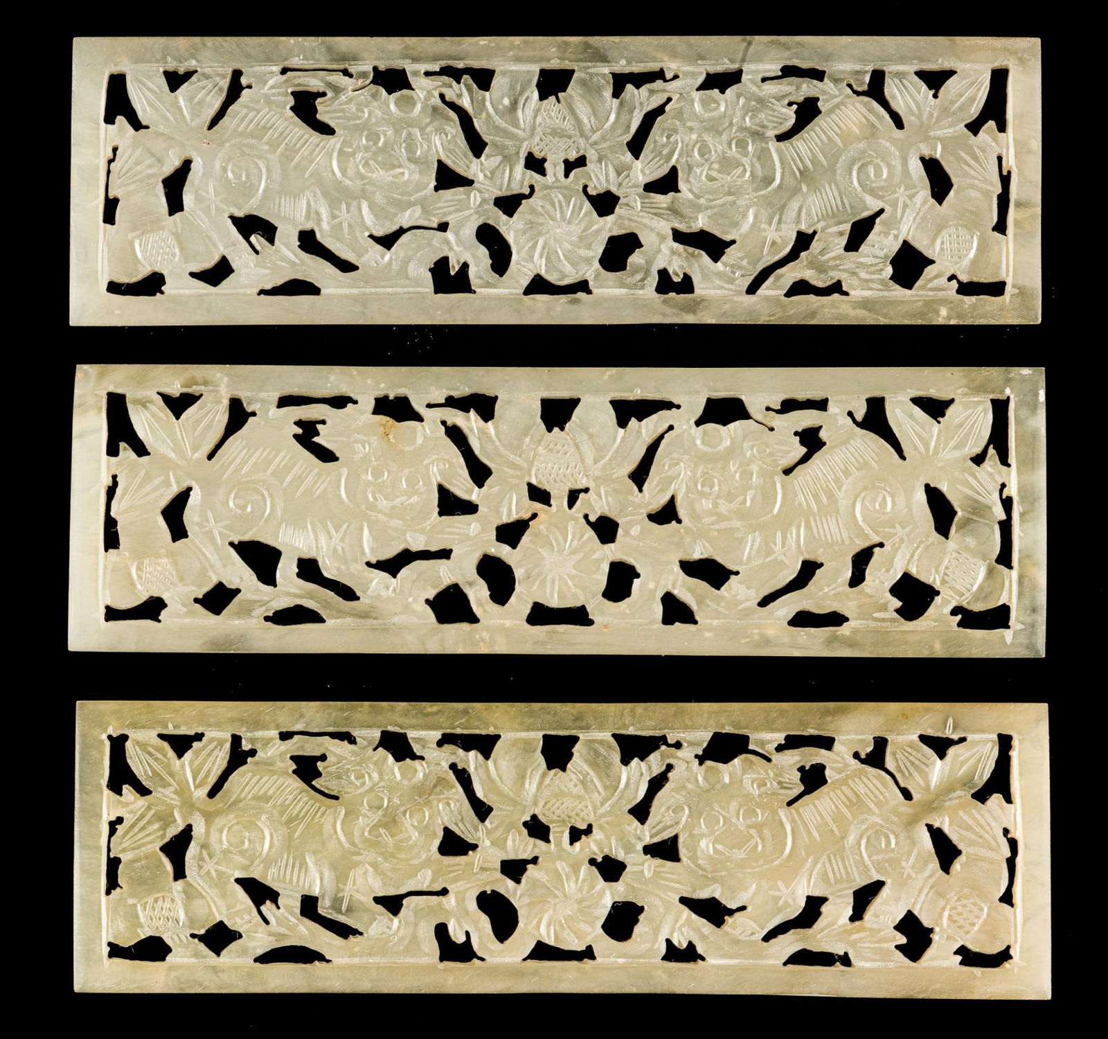 3 Qing Dynasty (1636-1912) Celadon Jade Plaques (1 of 5)