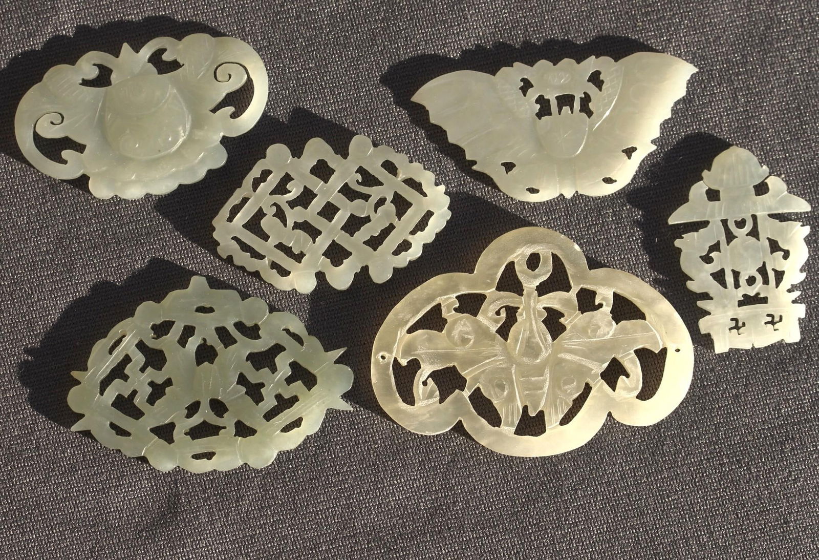 Celedon Jade Qing Dynasty Jade Pendants Quantity of Six (1 of 2)