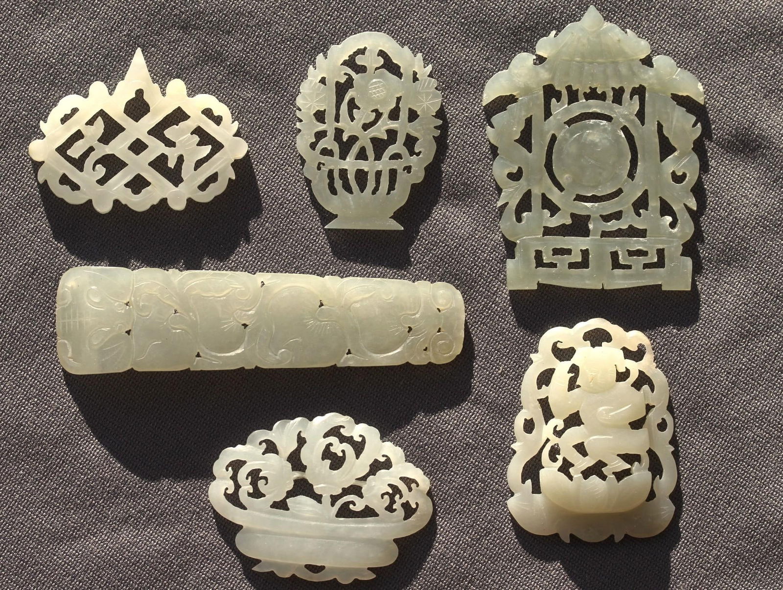Celedon Jade Qing Dynasty Jade Pendants Quantity of Six (1 of 2)