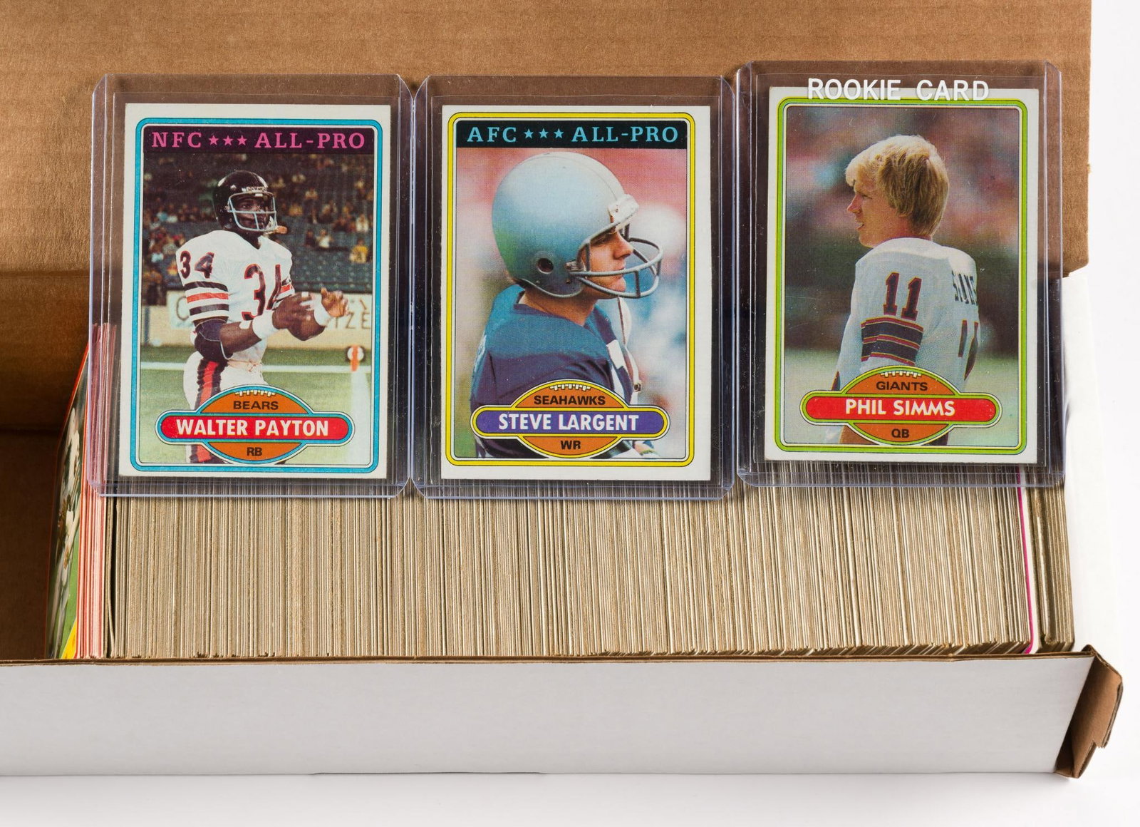 1980 Football Card Set: With Payton #160, Bradshaw #200, Simms #225 (R.C.), Harris #400, more