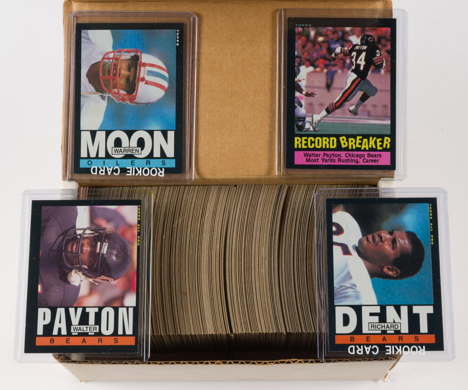 1985 Football Items Set: With R.C.'s of Dent #24, Moon #251 and more. MD/DB