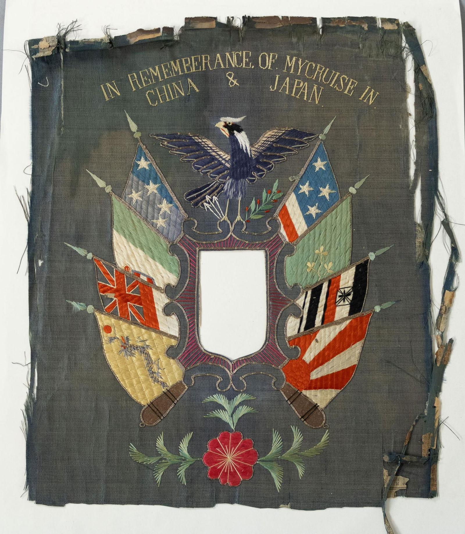 C. 1900 Commemorative U.S. Navy Cruise Banner - Possibly Boxer Rebellion (1 of 2)