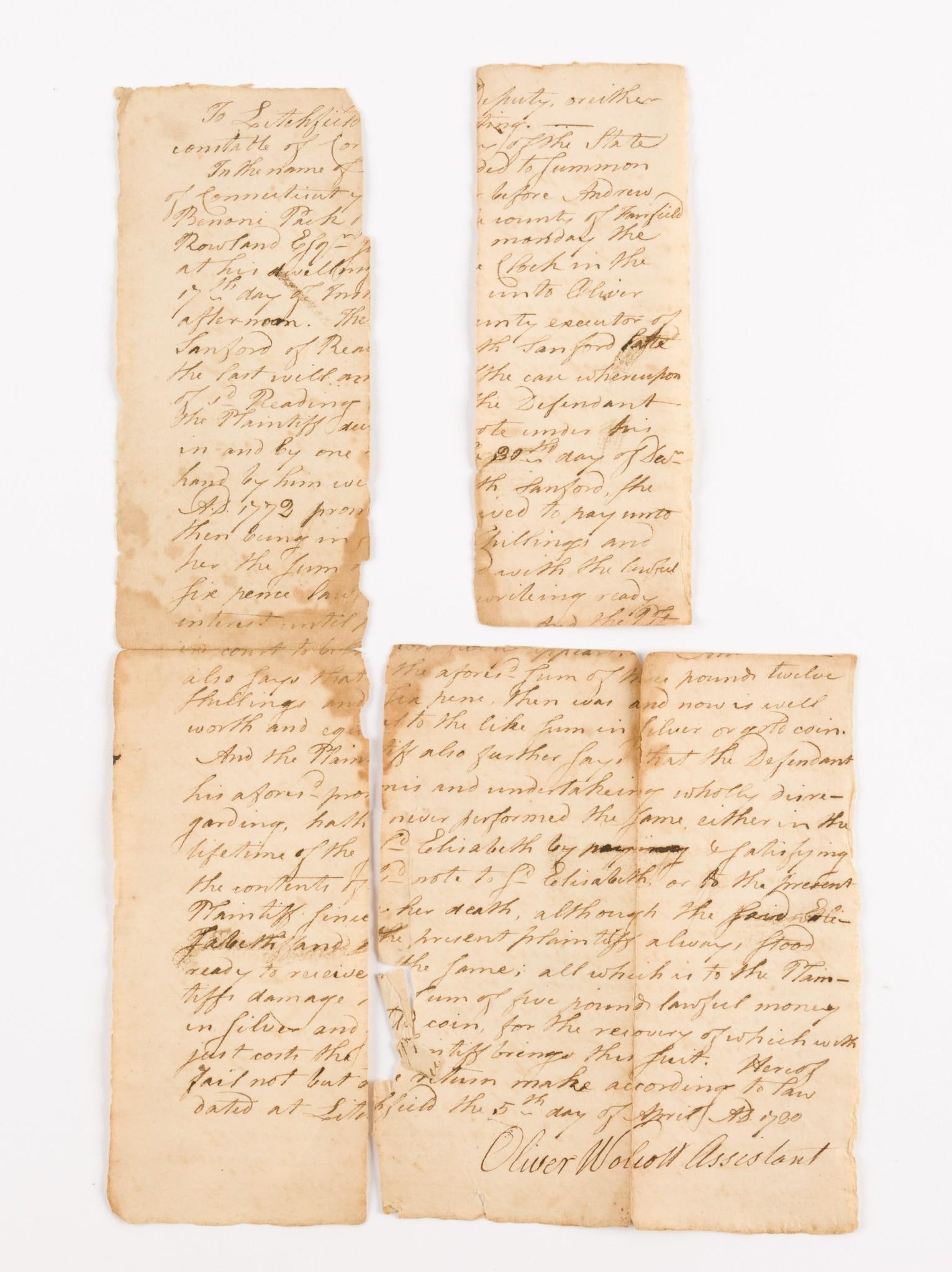 1780 Signed Letter By Founding Father Oliver Wolcott (1726-1797) (1 of 4)