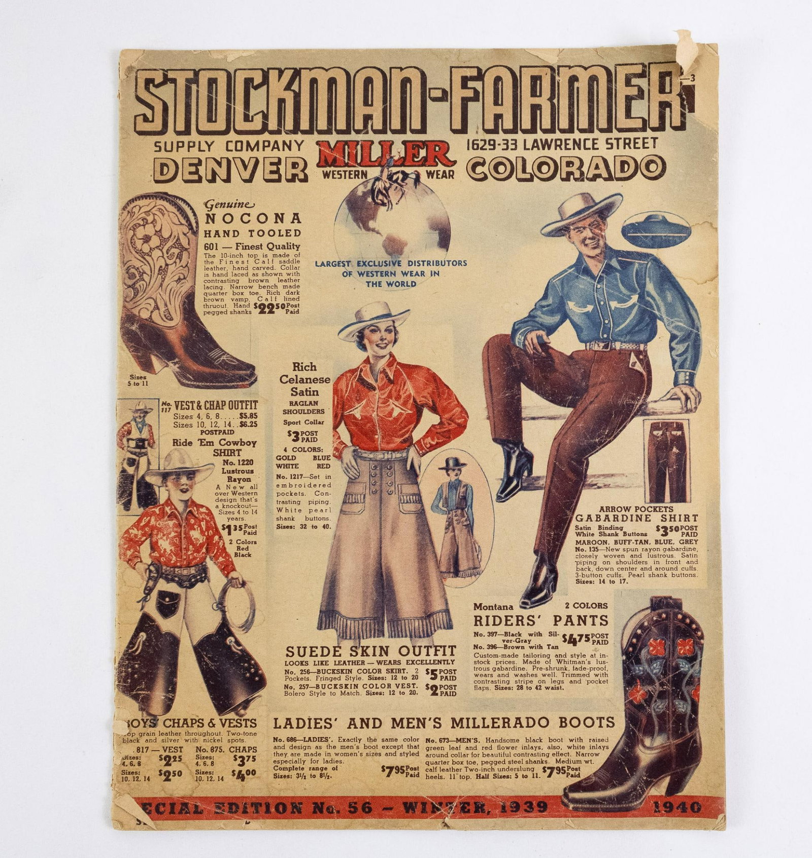 Stockman-Farmer Catalog: Stockman-Farmer Winter 1939 catalogue. Includes shoes, clothes, and more. Some staining and losses to edges. MEG