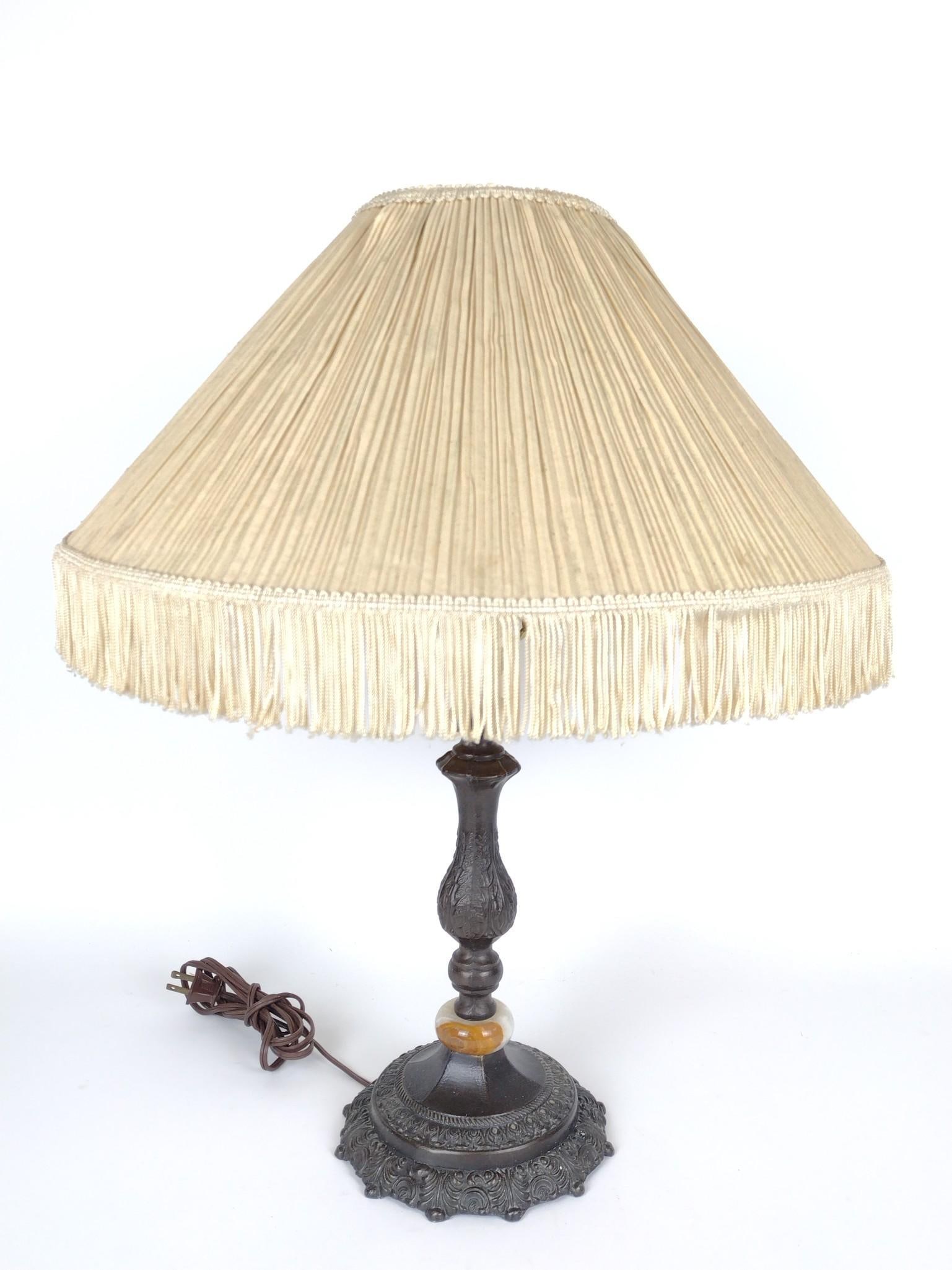 Cast Metal and Hardstone Table Lamp (1 of 3)