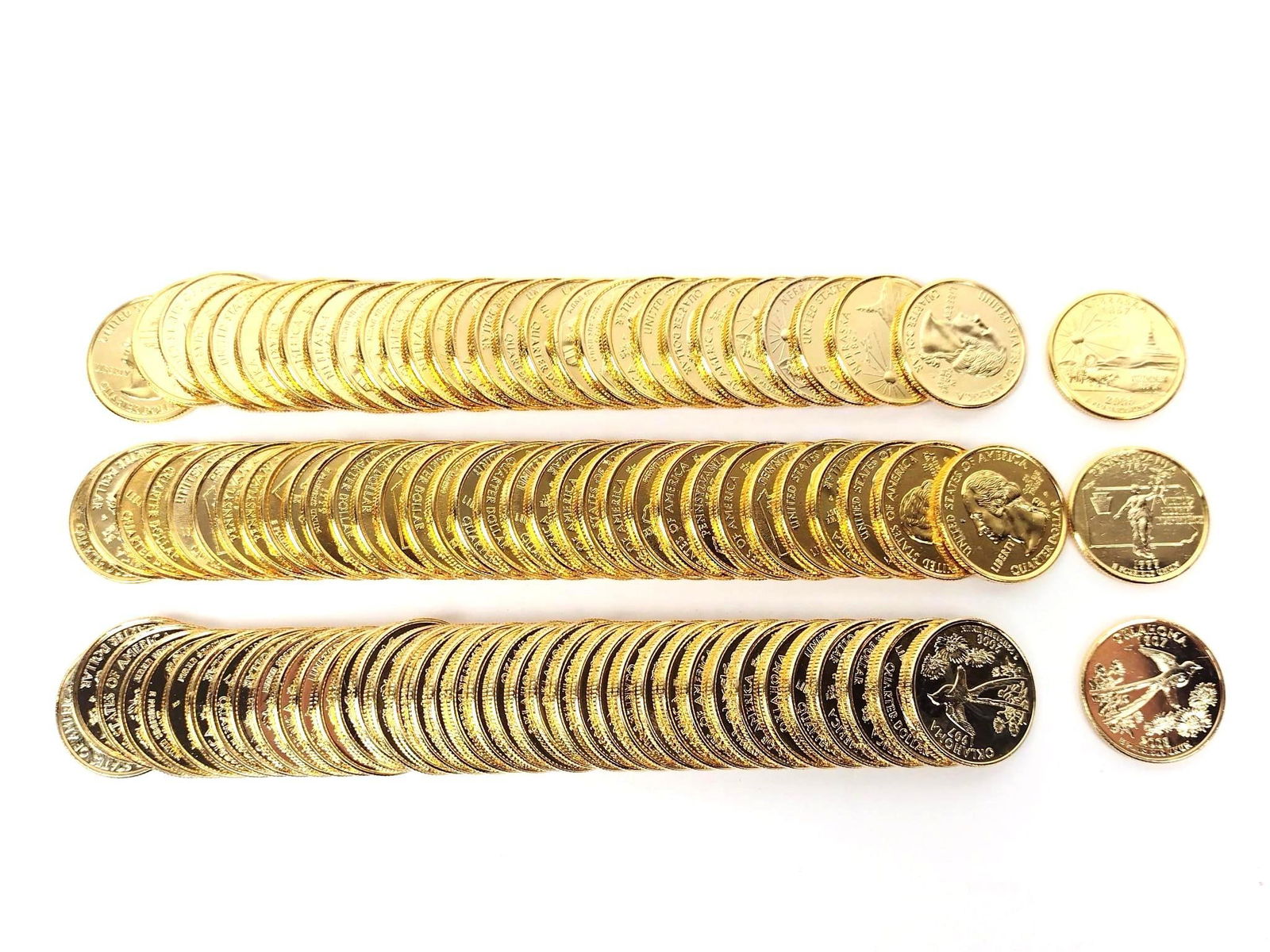24k Gold Plated State Quarters Pennsylvania Oklahoma Nebraska (1 of 2)