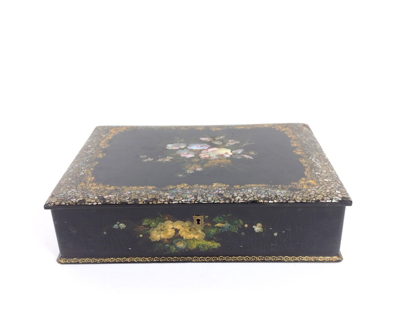 Antique Writing Box with Abalone Inlay (1 of 7)