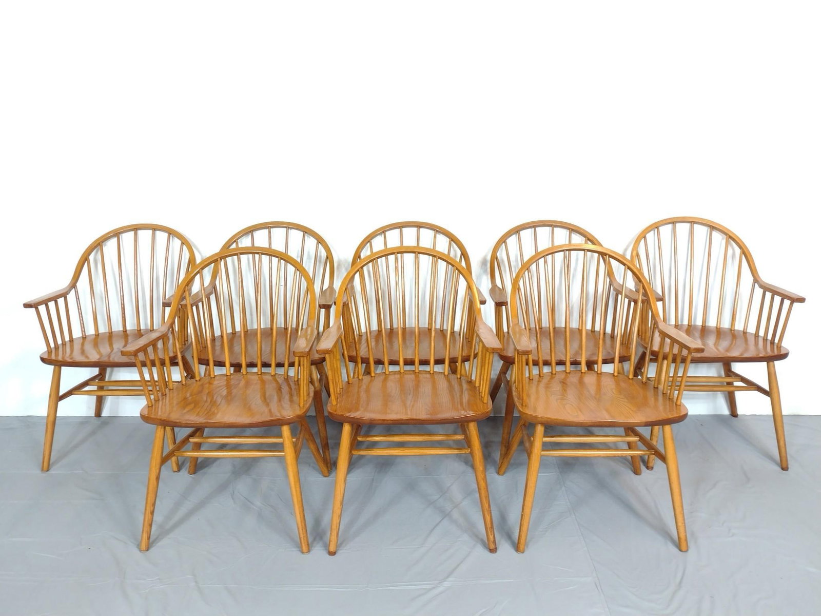 8 Nichols and Stone Claud Bernard Arm Chairs: Each 21-1/2" wide X 18" deep X 34" high. MG.