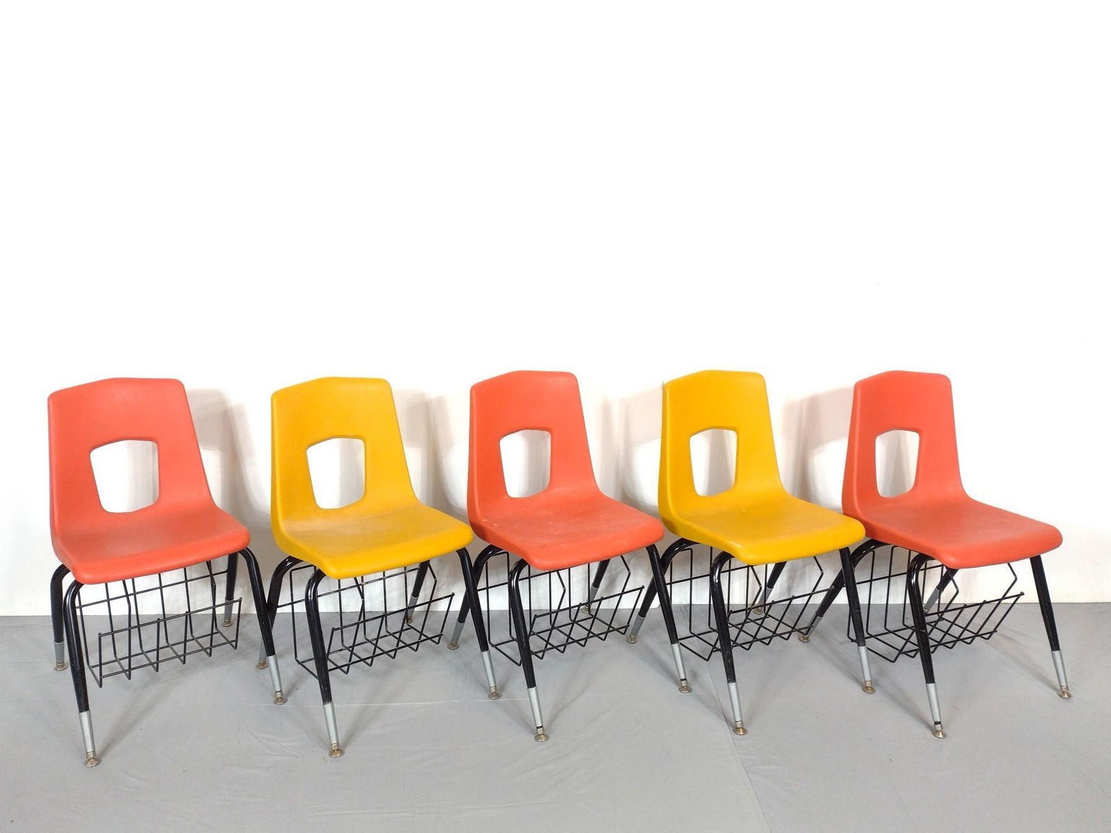 5 School Chairs with Basket Trays (1 of 4)