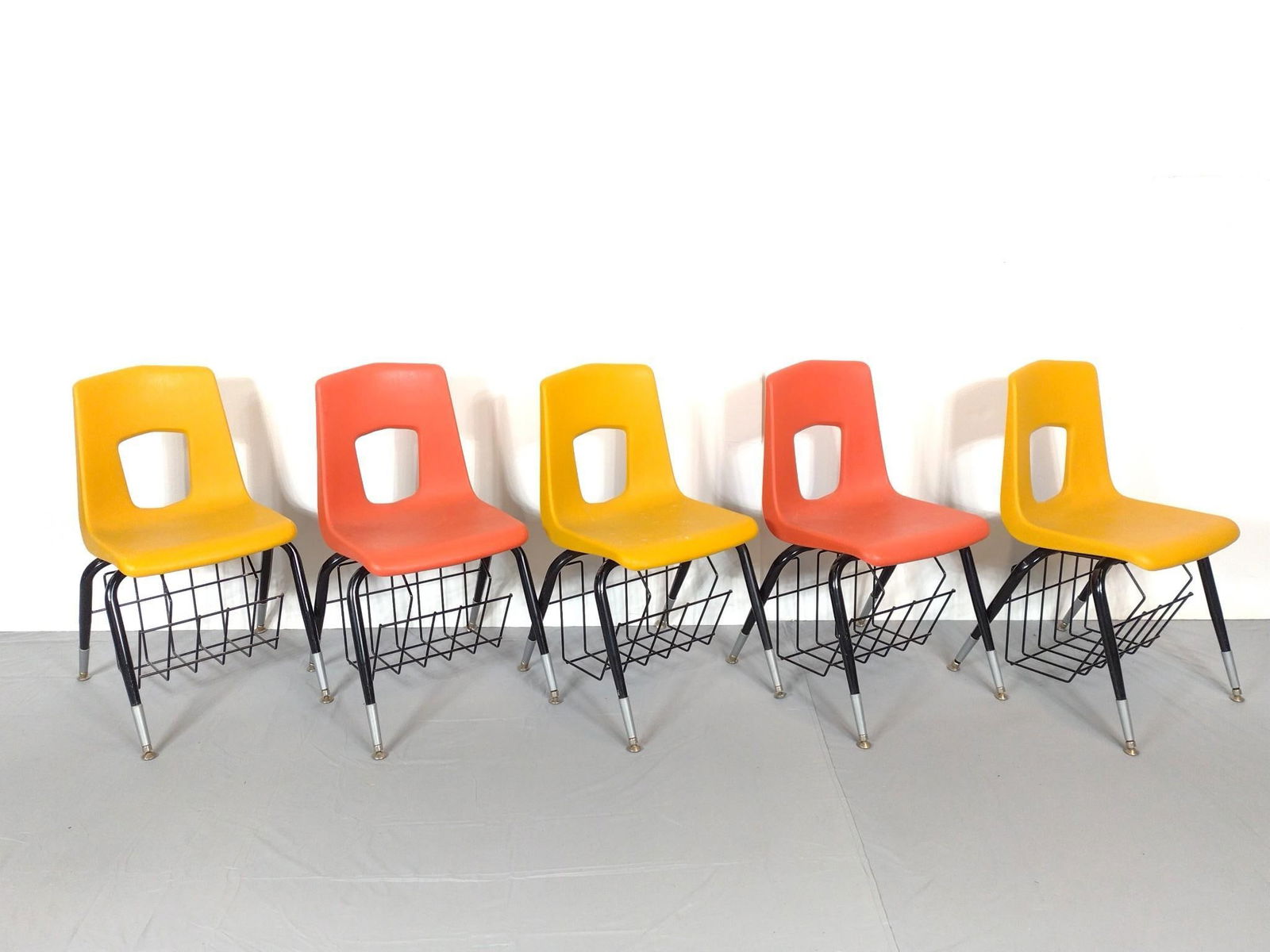 5 School Chairs with Basket Trays (1 of 4)