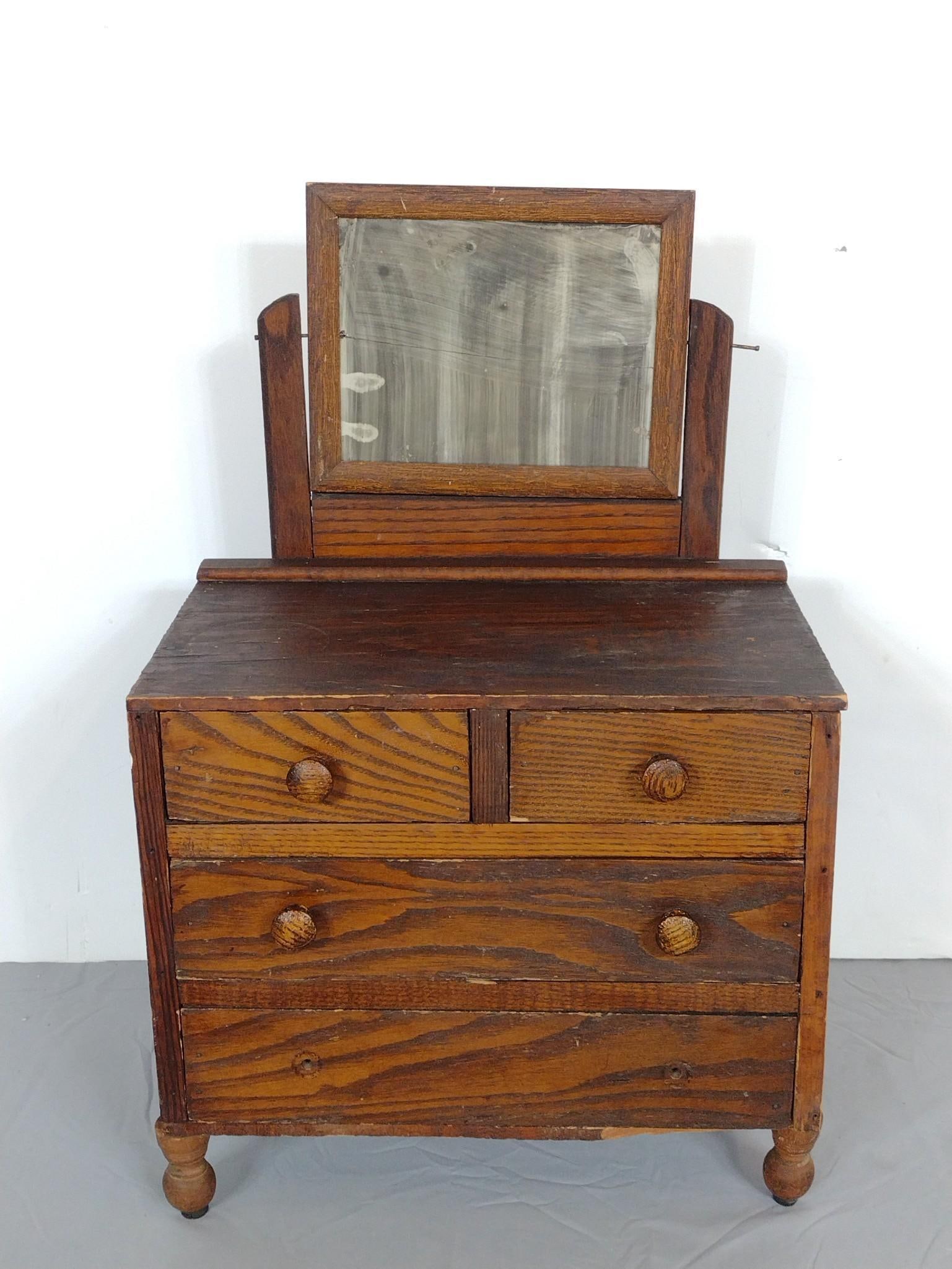 Antique Miniature Dresser w/ Mirror (1 of 9)