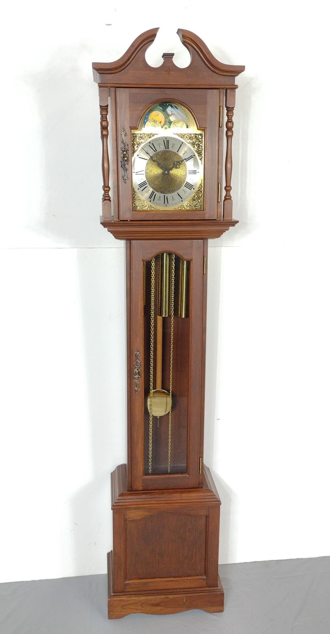Emperor Tall Case Clock: 16-1/2" wide X 10-1/4" deep X 73-1/4" high. Made in Germany. Working. MG.