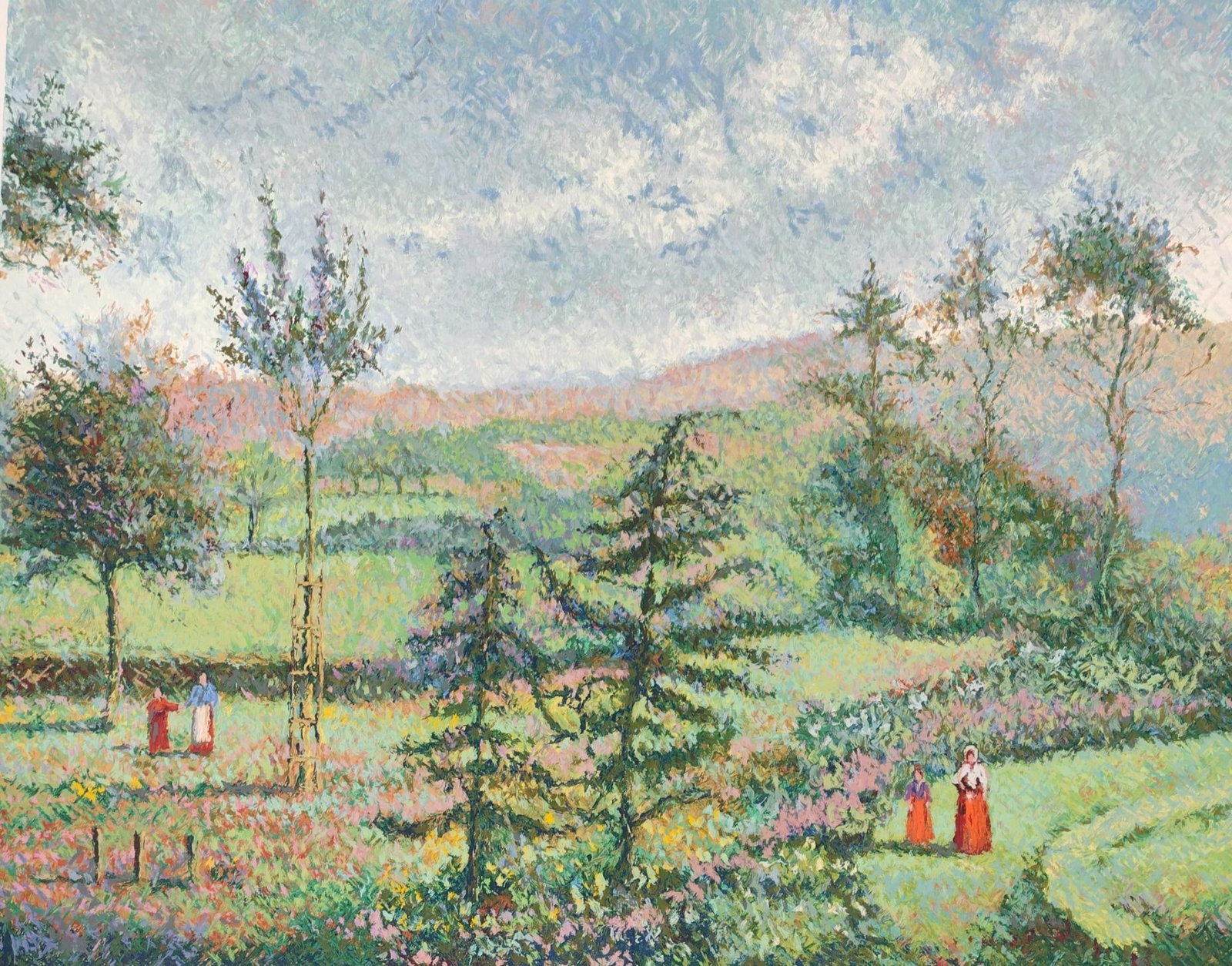 H. Claude Pissarro "Garden of Yves St. Lauren" Silkscreen: Certificate of authenticity included. Edition number 181 / 435. Overall: 30-1/2" high x 36" wide.