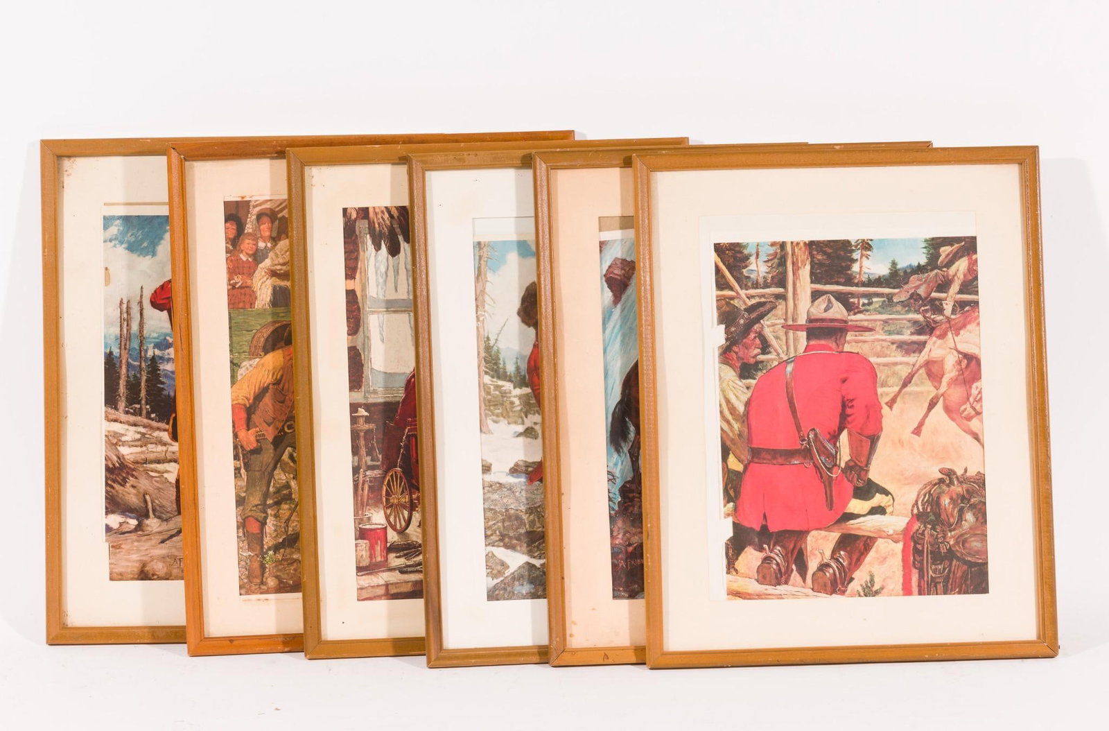 6 Arnold Friberg Prints: Each sight: 11" high x 8" wide. Overall with frame: 15" high x 11-3/4" wide. LR