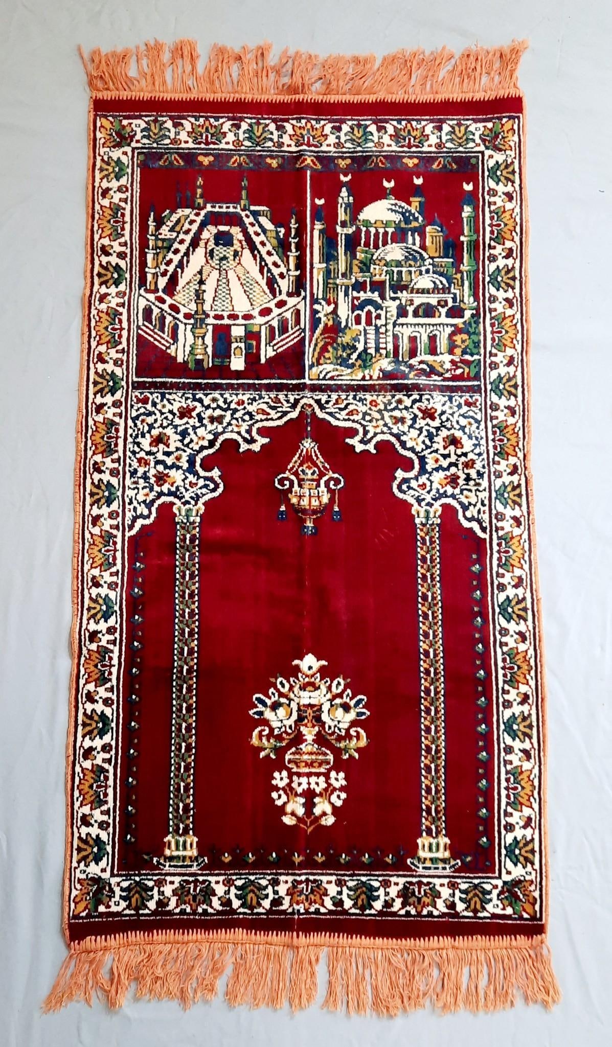 Silk Prayer Rug: 1'9" wide x 3'8" long. LR