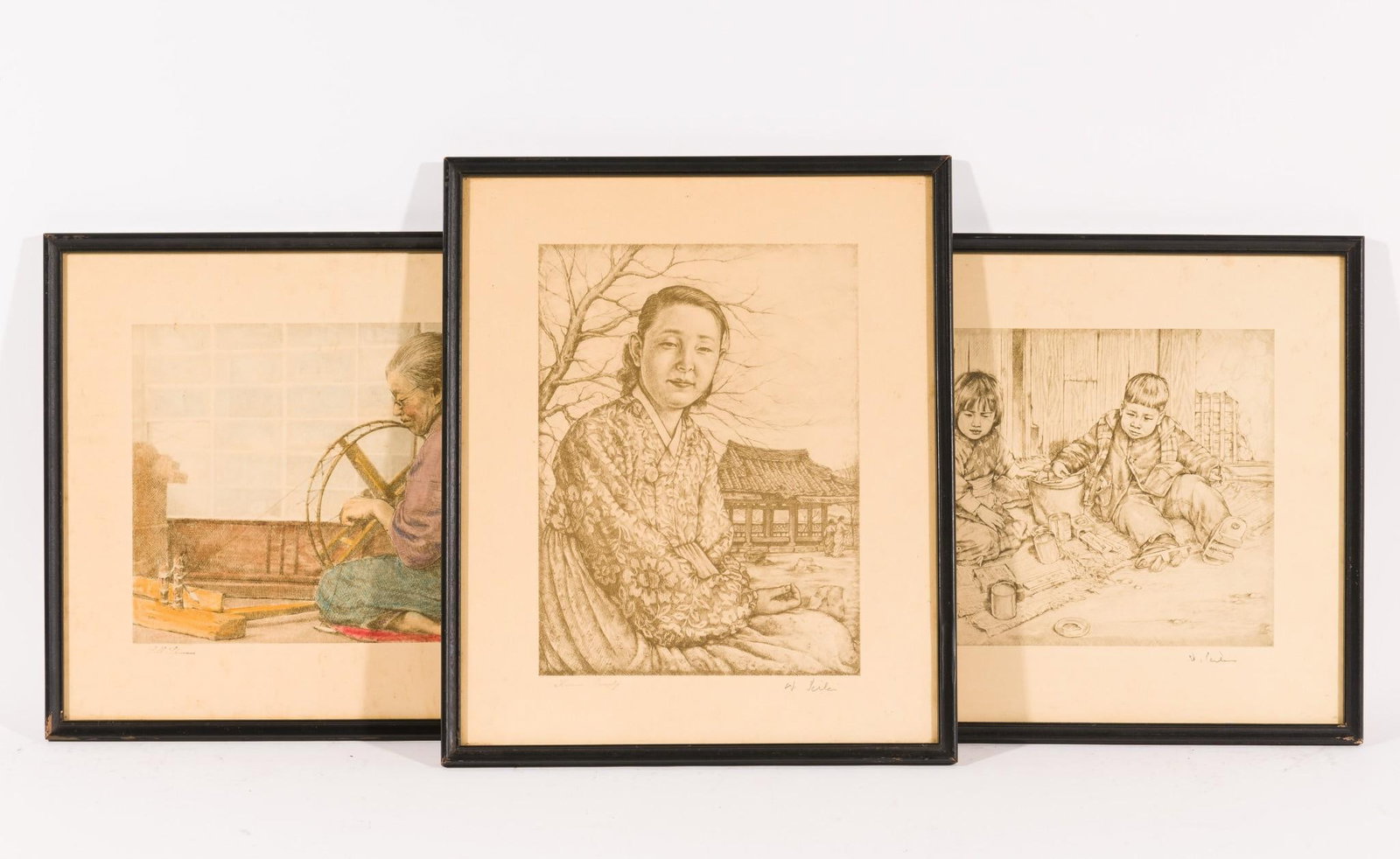 3 Willy Seiler Prints incl Playmates: Sight: 8" to 11-1/4" high x 8-1/4" to 11" wide. Overall with frame: 13-1/4" to 15-3/4" high x 13-1/4" to 15-3/4" wide. LR