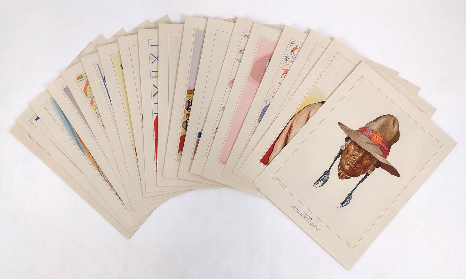 19 Winold Reiss Prints: Copyright by Great Northern. Each overall 12" high x 9" wide. LR / JS