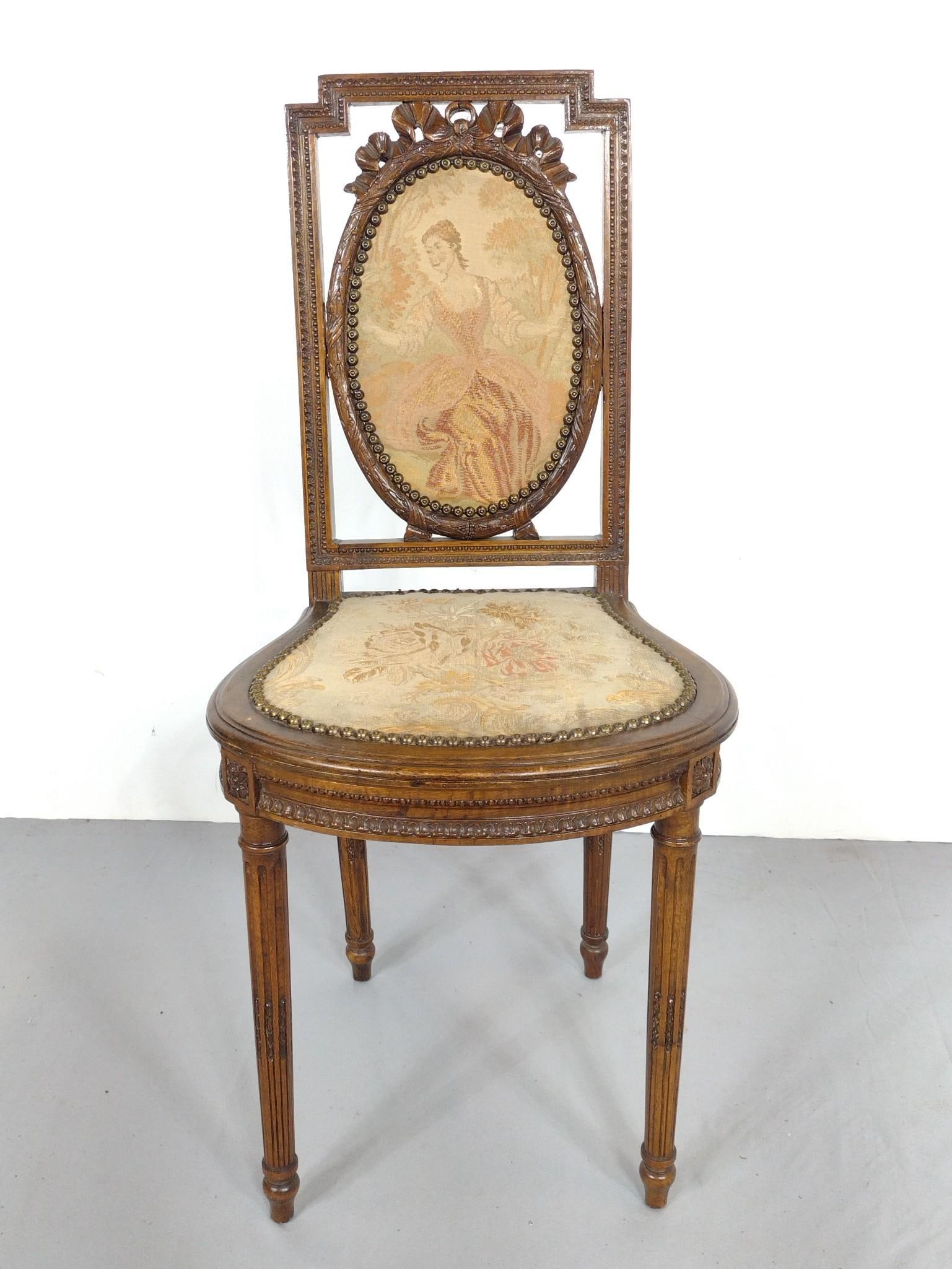 Victorian Side Chair w/ Figural Tapestry (1 of 6)